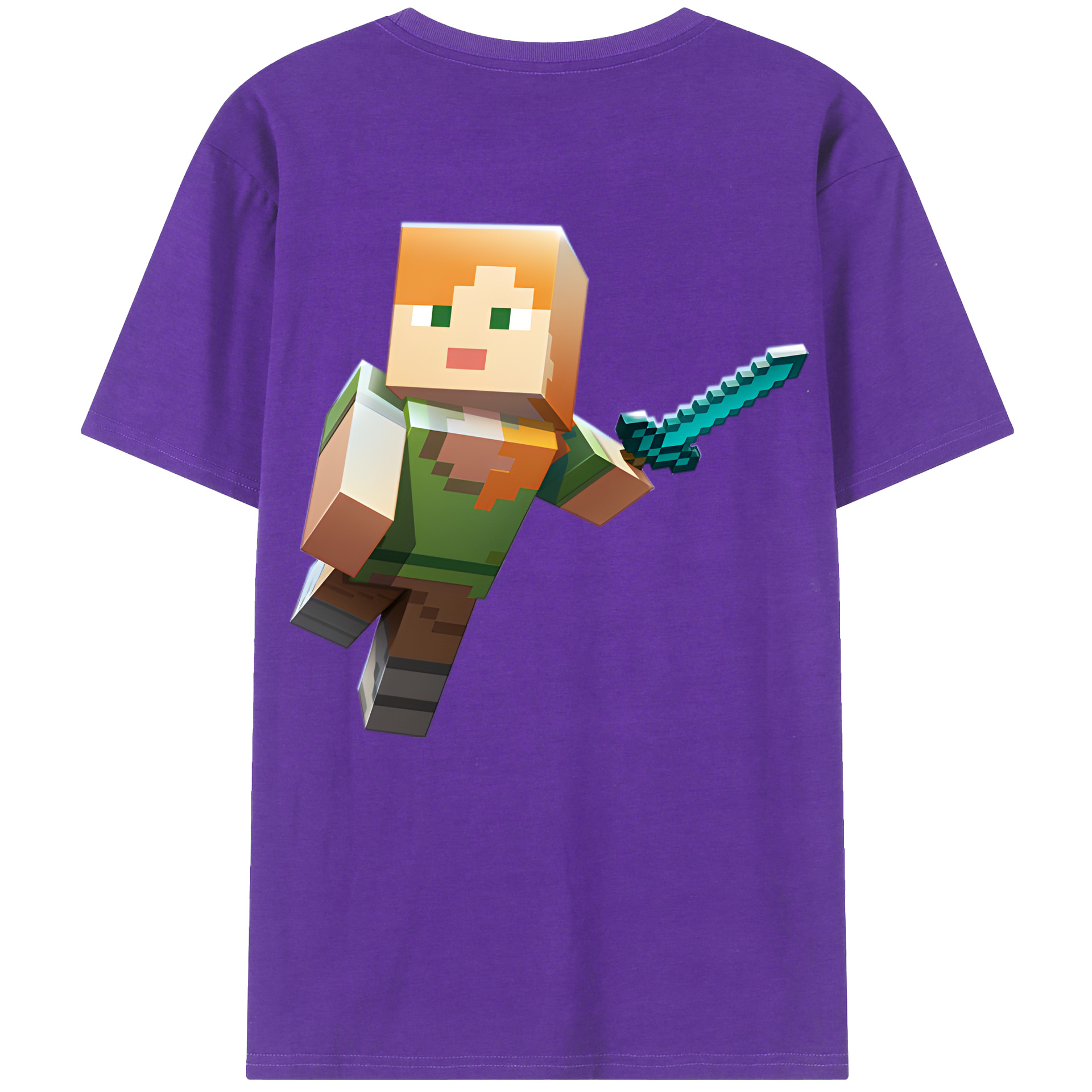 （画像用） マインクラフト ブロックの世界 Minecraft MC Block world 綿100％ メンズ半袖Tシャツ（バックプリント） 通気性