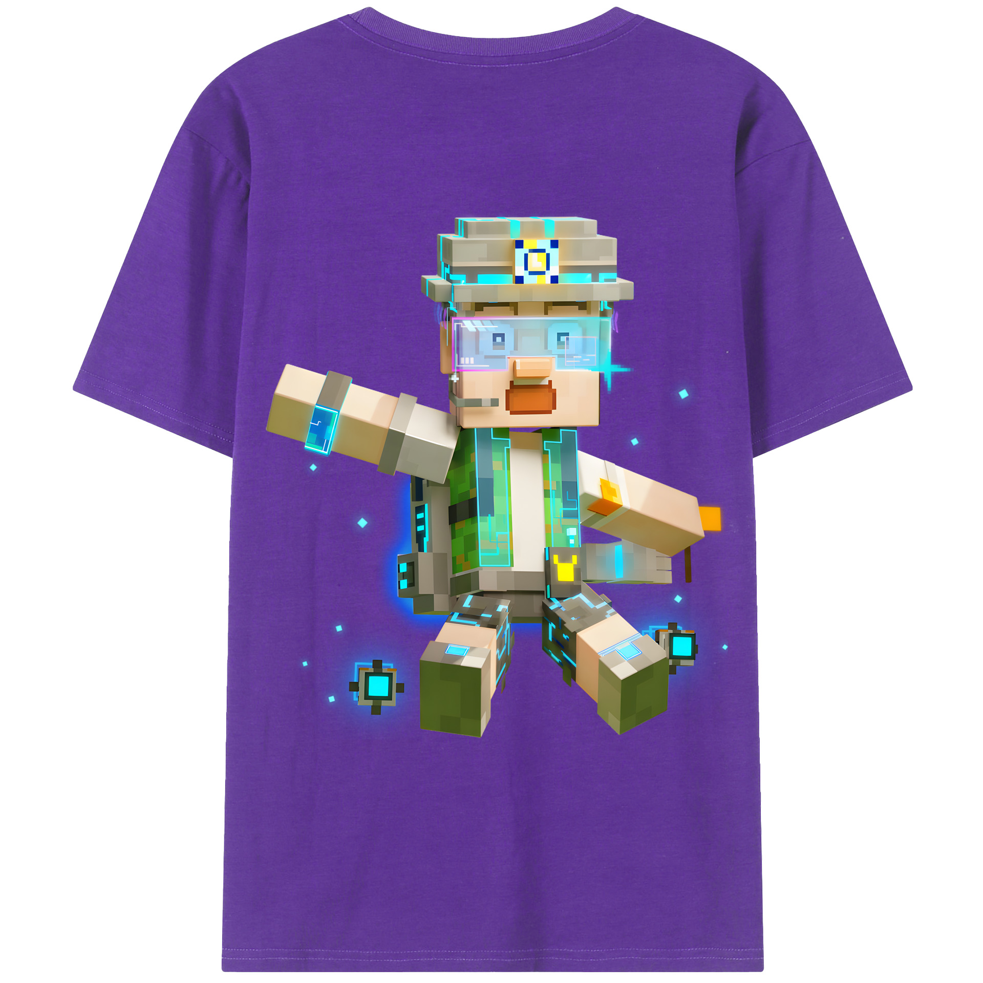 （画像用） マインクラフト ブロックの世界 Minecraft MC Block world 綿100％ メンズ半袖Tシャツ（バックプリント） 通気性
