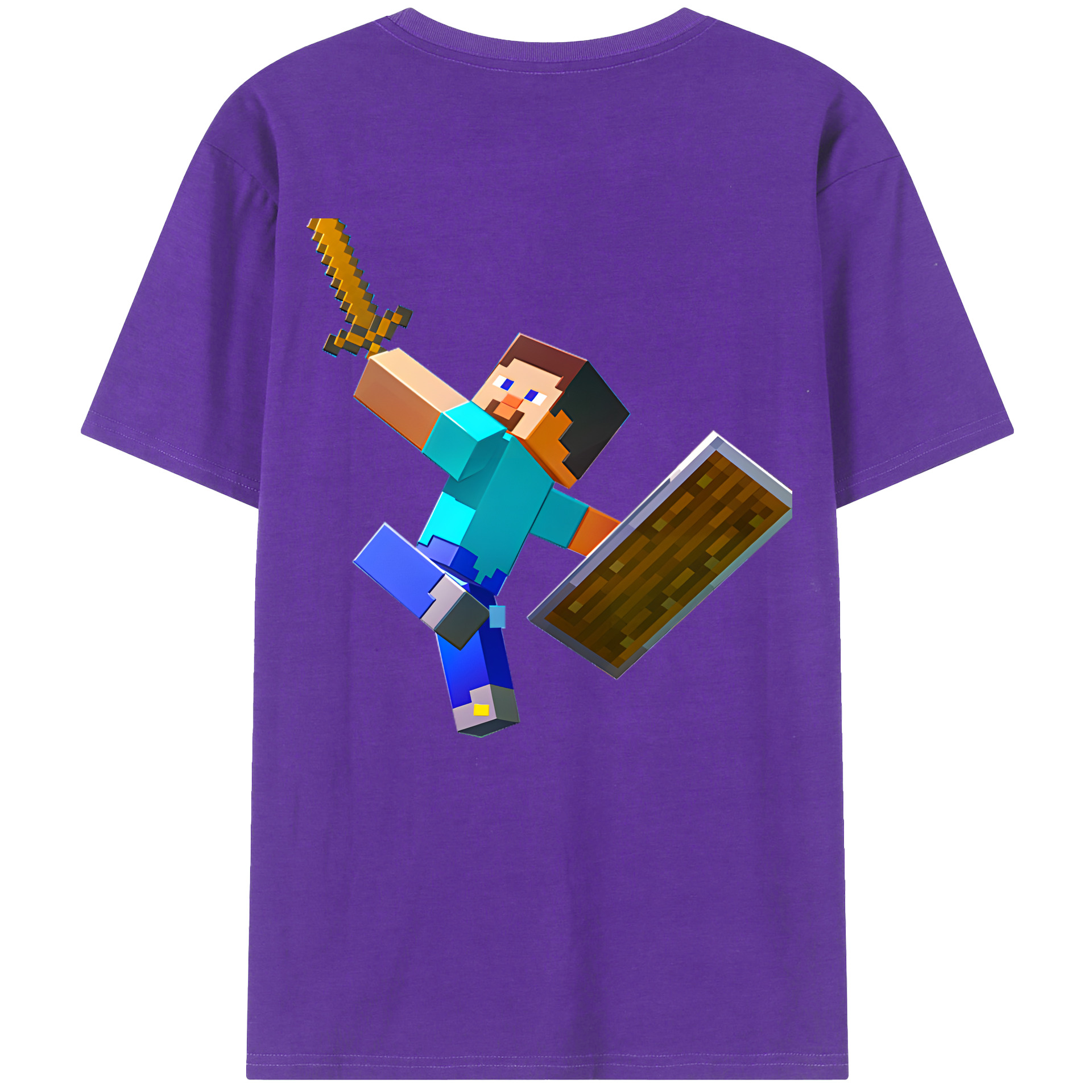 （画像用） マインクラフト ブロックの世界 Minecraft MC Block world 綿100％ メンズ半袖Tシャツ（バックプリント） 通気性