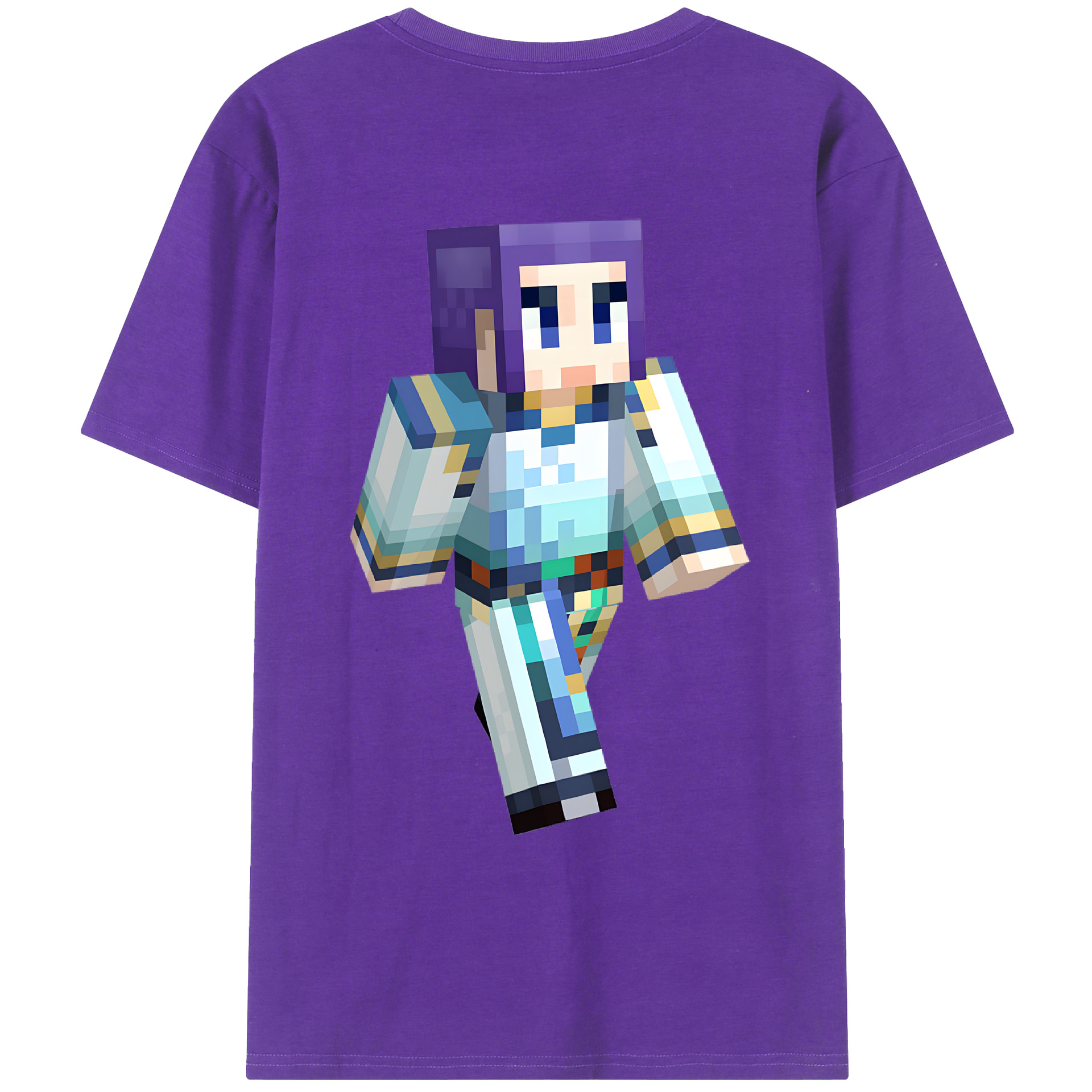 （画像用） マインクラフト ブロックの世界 Minecraft MC Block world 綿100％ メンズ半袖Tシャツ（バックプリント） 通気性
