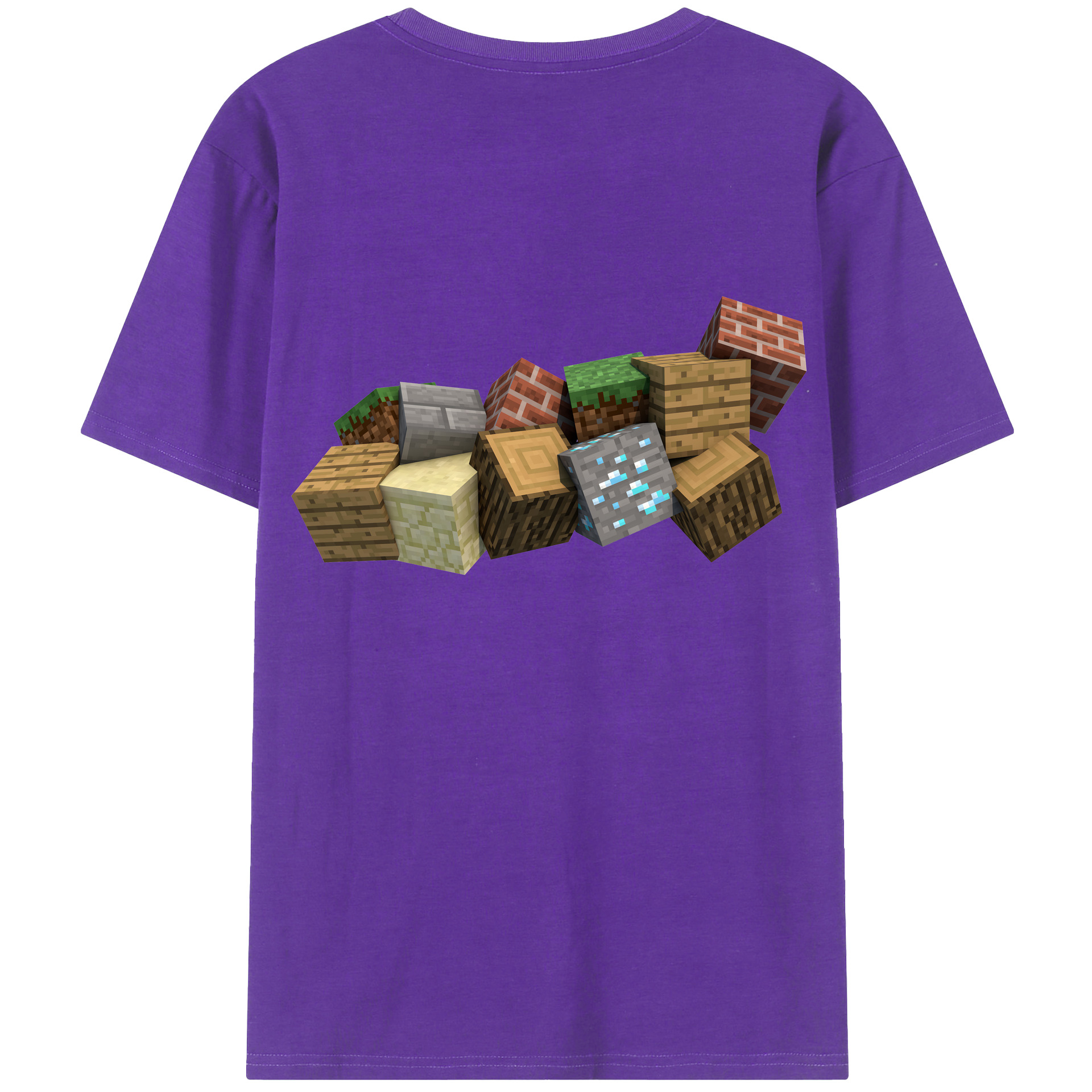 （画像用） マインクラフト ブロックの世界 Minecraft MC Block world 綿100％ メンズ半袖Tシャツ（バックプリント） 通気性