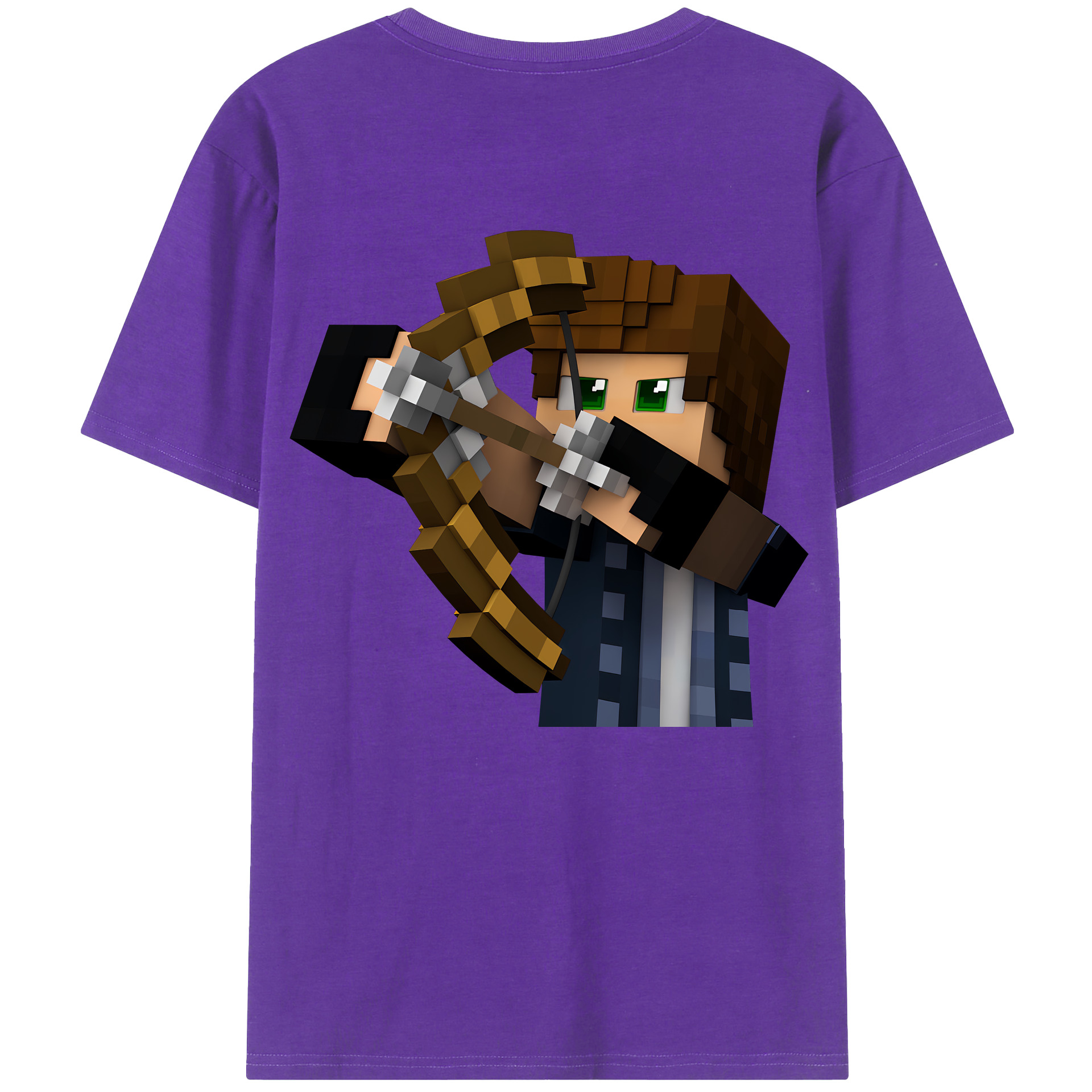 （画像用） マインクラフト ブロックの世界 Minecraft MC Block world 綿100％ メンズ半袖Tシャツ（バックプリント） 通気性