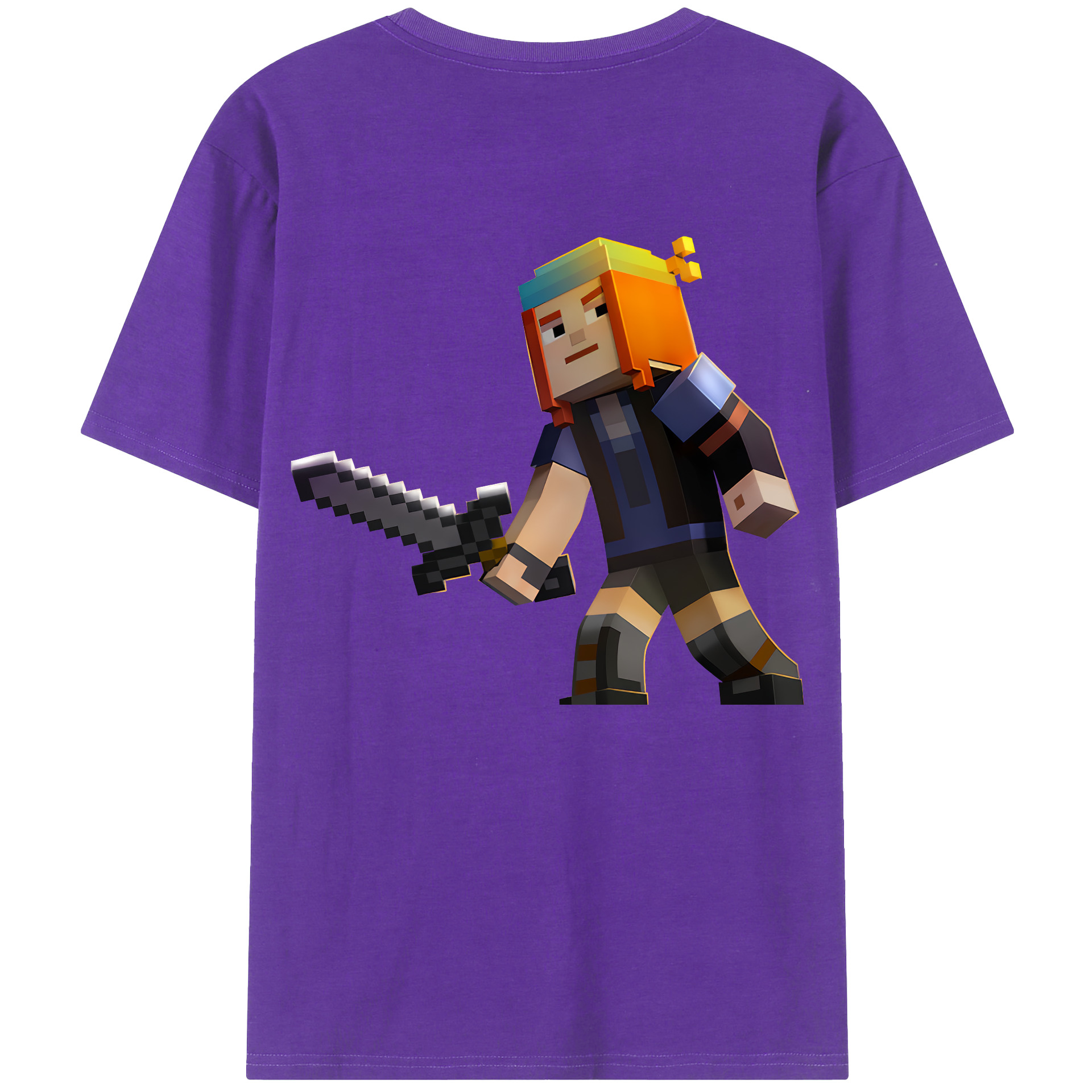 （画像用） マインクラフト ブロックの世界 Minecraft MC Block world 綿100％ メンズ半袖Tシャツ（バックプリント） 通気性
