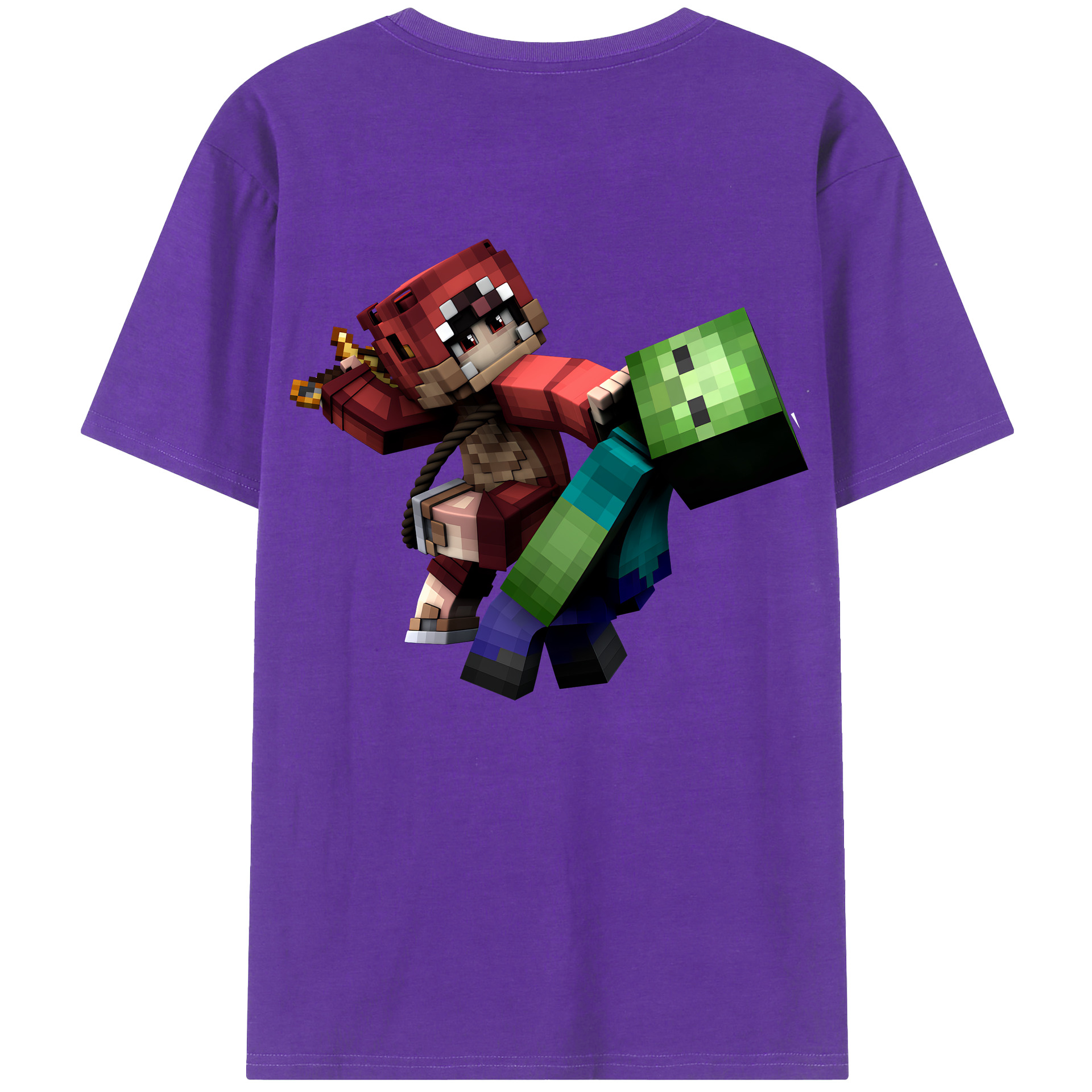 （画像用） マインクラフト ブロックの世界 Minecraft MC Block world 綿100％ メンズ半袖Tシャツ（バックプリント） 通気性