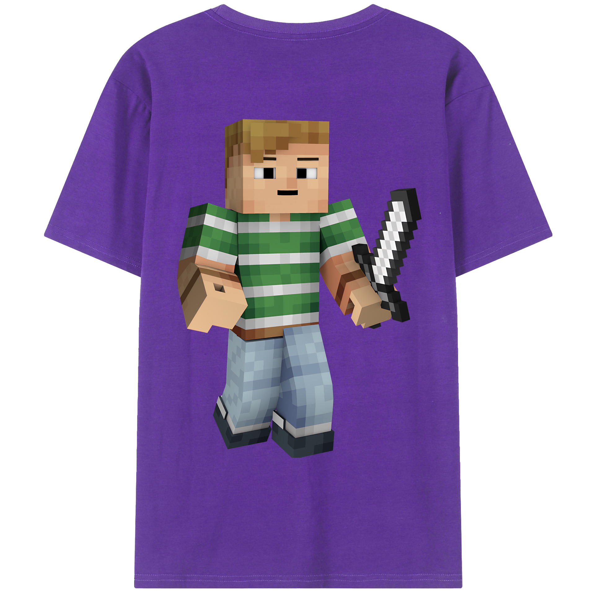 （画像用） マインクラフト ブロックの世界 Minecraft MC Block world 綿100％ メンズ半袖Tシャツ（バックプリント） 通気性