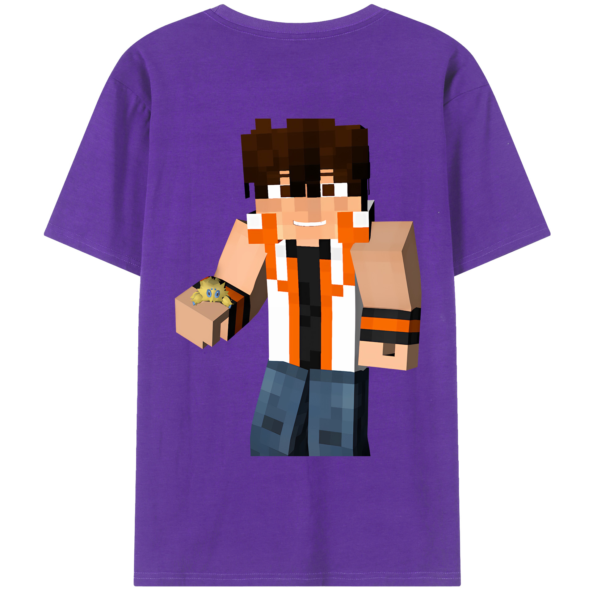 （画像用） マインクラフト ブロックの世界 Minecraft MC Block world 綿100％ メンズ半袖Tシャツ（バックプリント） 通気性