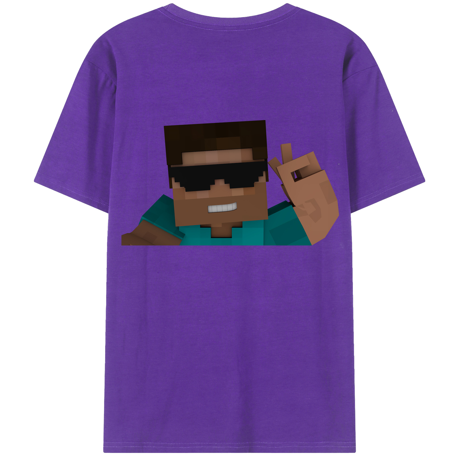 （画像用） マインクラフト ブロックの世界 Minecraft MC Block world 綿100％ メンズ半袖Tシャツ（バックプリント） 通気性
