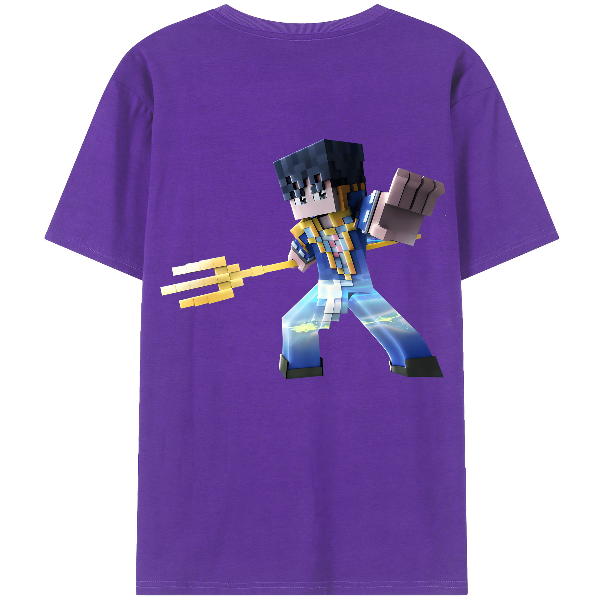 （画像用） マインクラフト ブロックの世界 Minecraft MC Block world 綿100％ メンズ半袖Tシャツ（バックプリント） 通気性