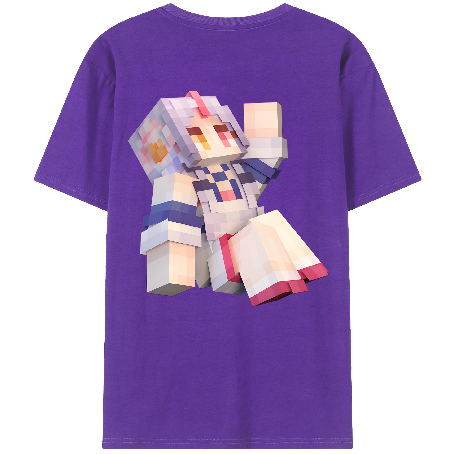 （画像用） マインクラフト ブロックの世界 Minecraft MC Block world 綿100％ メンズ半袖Tシャツ（バックプリント） 通気性