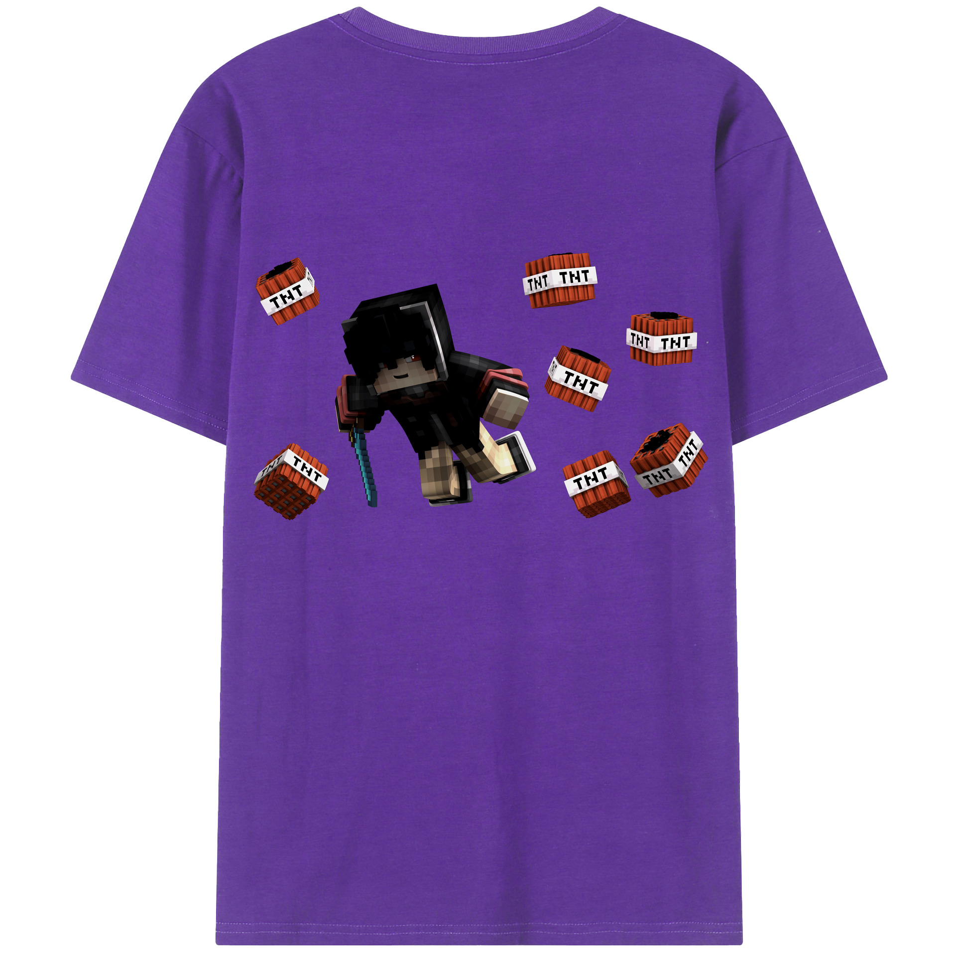 （画像用） マインクラフト ブロックの世界 Minecraft MC Block world 綿100％ メンズ半袖Tシャツ（バックプリント） 通気性