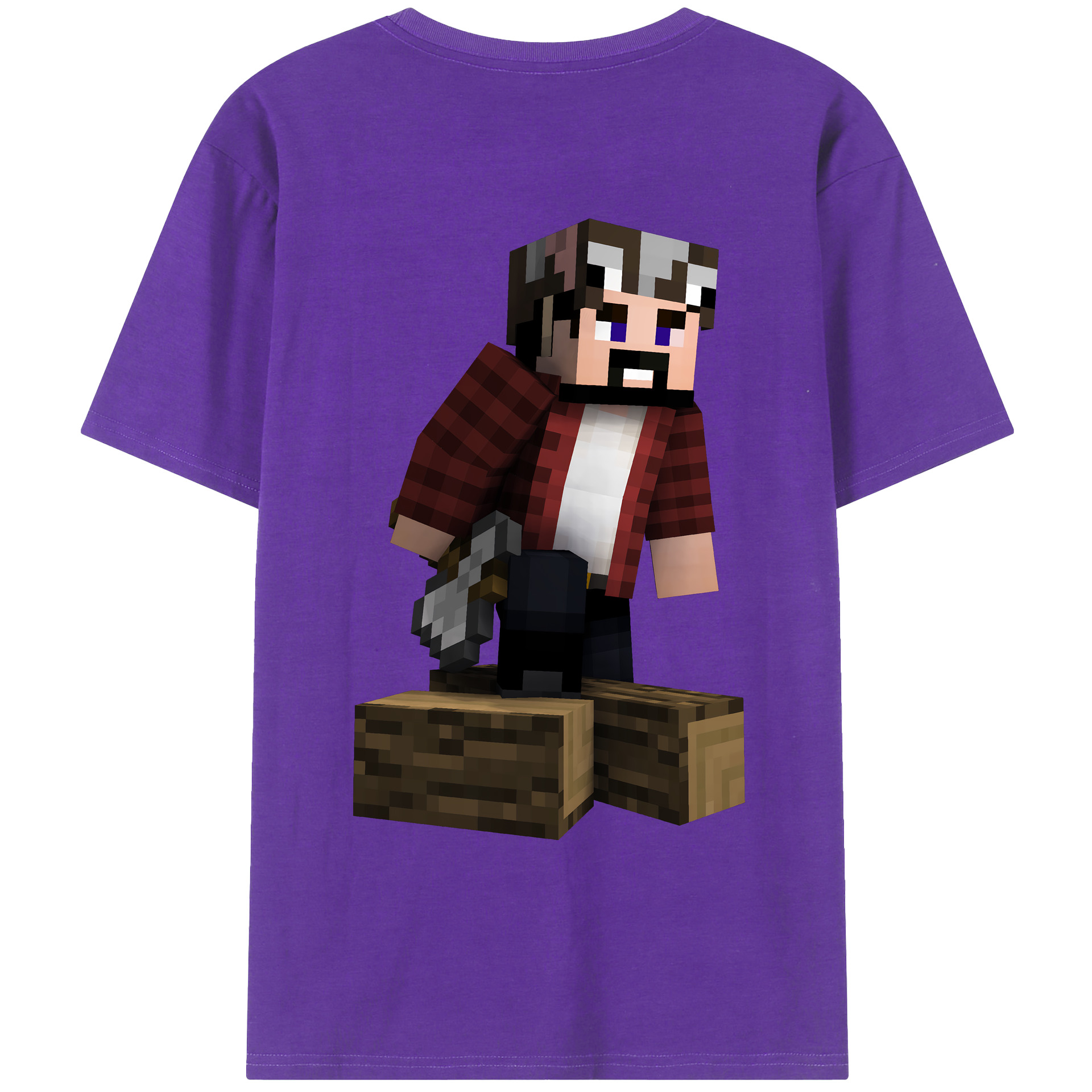 （画像用） マインクラフト ブロックの世界 Minecraft MC Block world 綿100％ メンズ半袖Tシャツ（バックプリント） 通気性