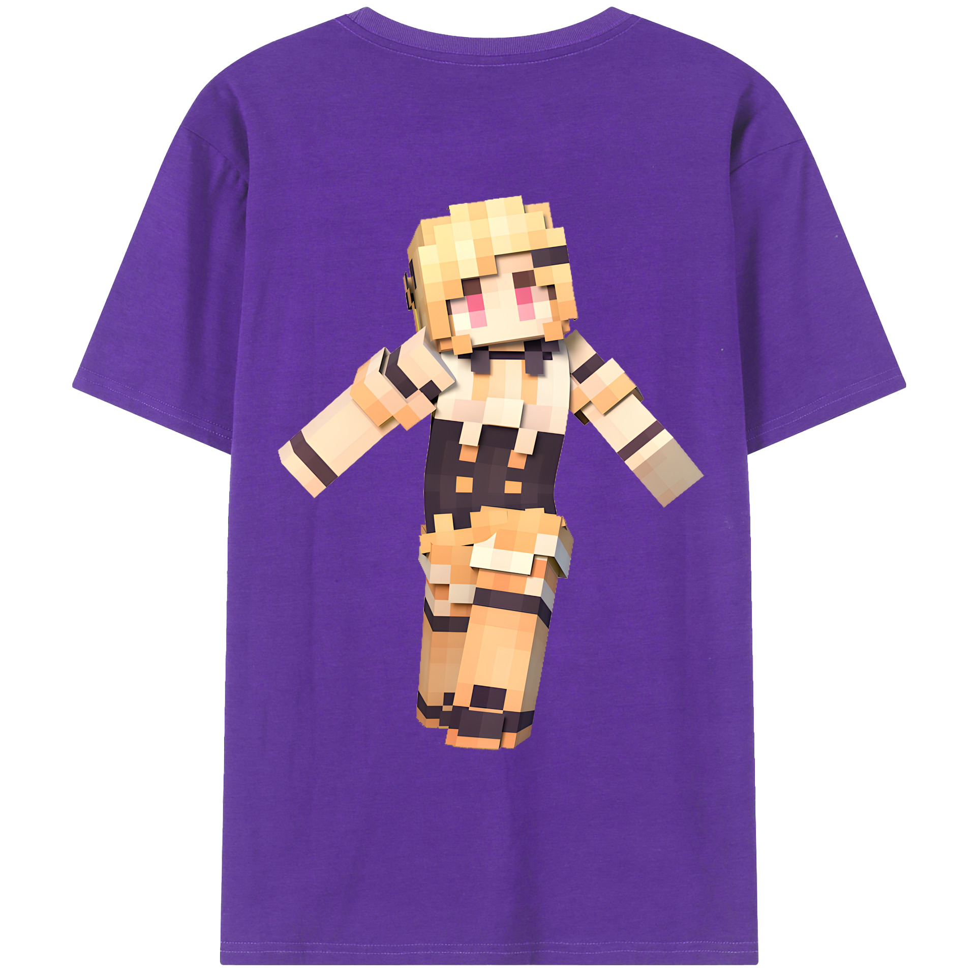 （画像用） マインクラフト ブロックの世界 Minecraft MC Block world 綿100％ メンズ半袖Tシャツ（バックプリント） 通気性