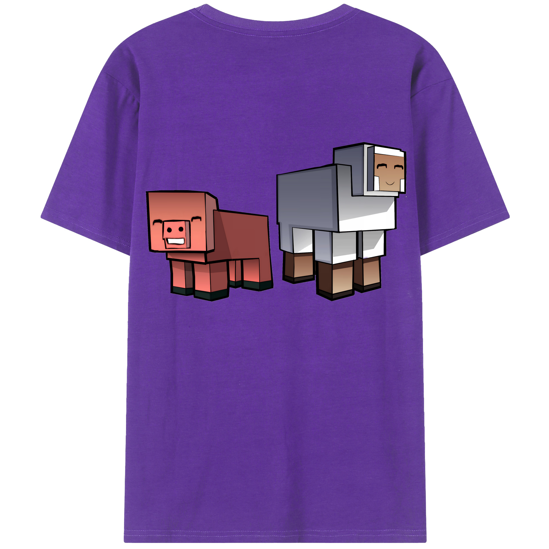 （画像用） マインクラフト ブロックの世界 Minecraft MC Block world 綿100％ メンズ半袖Tシャツ（バックプリント） 通気性