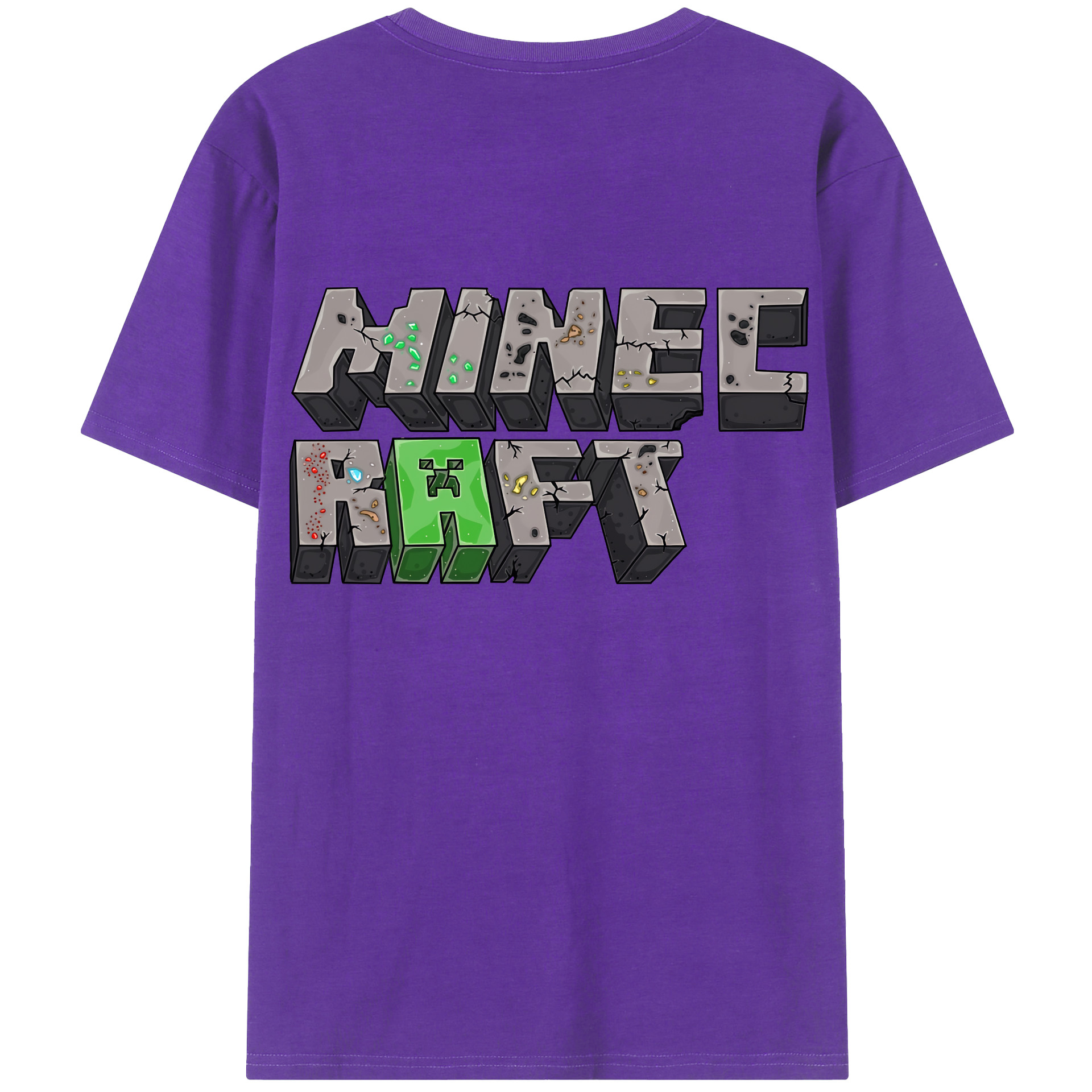 （画像用） マインクラフト ブロックの世界 Minecraft MC Block world 綿100％ メンズ半袖Tシャツ（バックプリント） 通気性