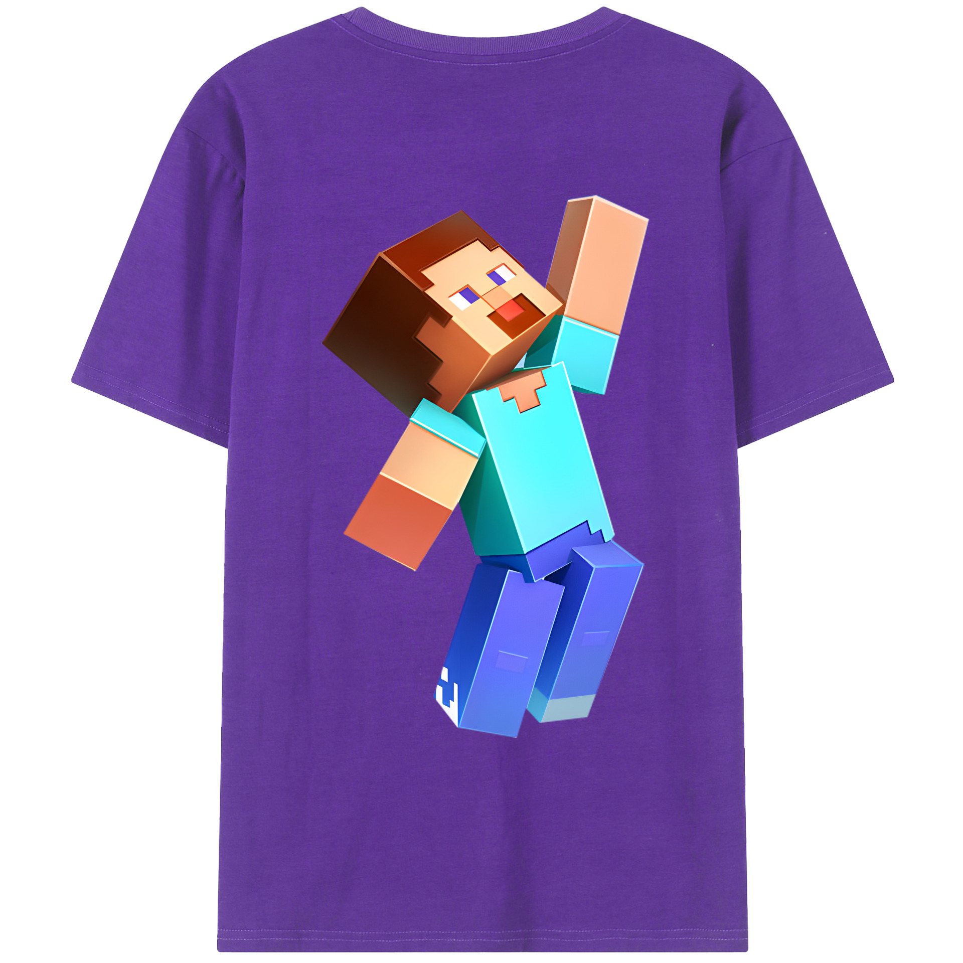 （画像用） マインクラフト ブロックの世界 Minecraft MC Block world 綿100％ メンズ半袖Tシャツ（バックプリント） 通気性