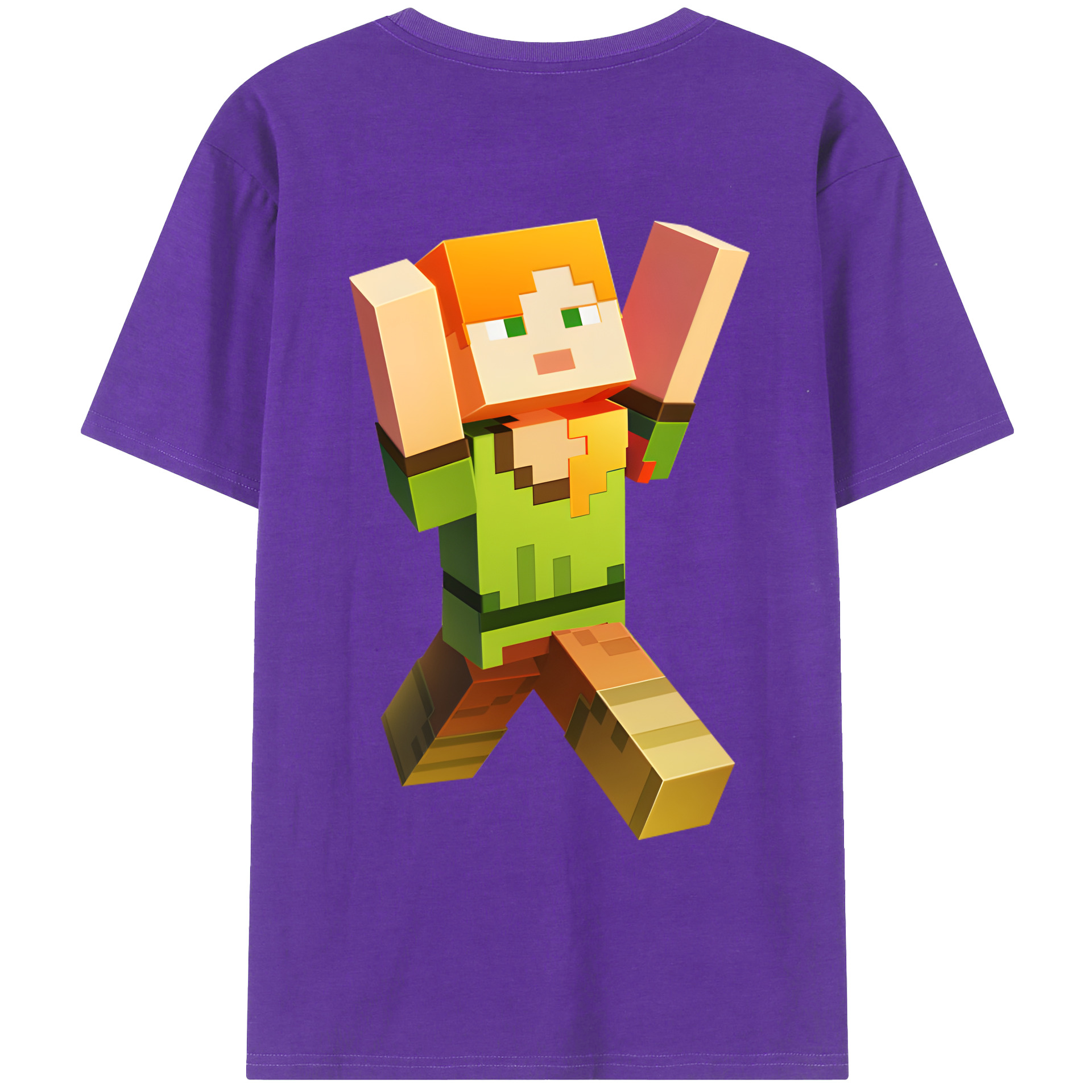 （画像用） マインクラフト ブロックの世界 Minecraft MC Block world 綿100％ メンズ半袖Tシャツ（バックプリント） 通気性