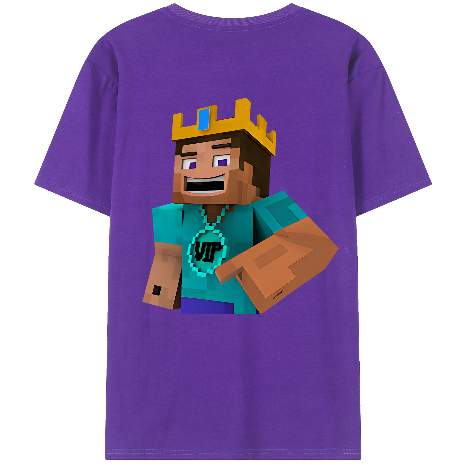 （画像用） マインクラフト ブロックの世界 Minecraft MC Block world 綿100％ メンズ半袖Tシャツ（バックプリント） 通気性