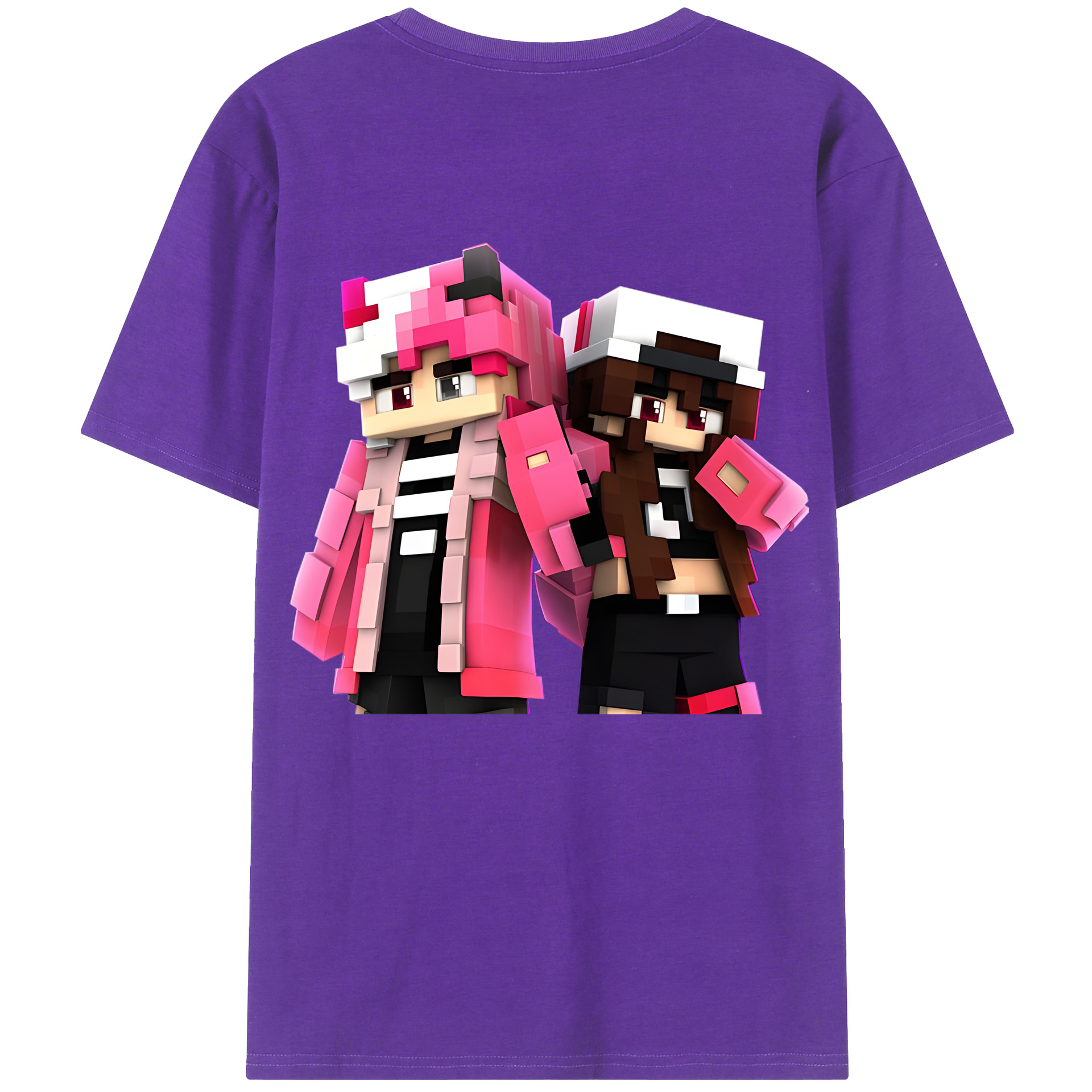 （画像用） マインクラフト ブロックの世界 Minecraft MC Block world 綿100％ メンズ半袖Tシャツ（バックプリント） 通気性