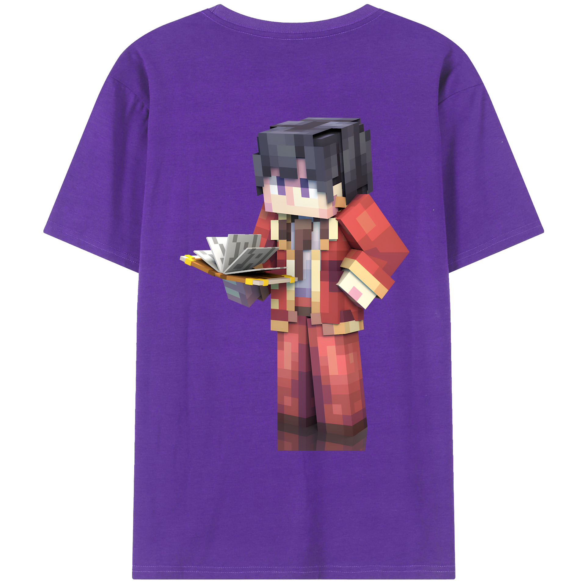 （画像用） マインクラフト ブロックの世界 Minecraft MC Block world 綿100％ メンズ半袖Tシャツ（バックプリント） 通気性