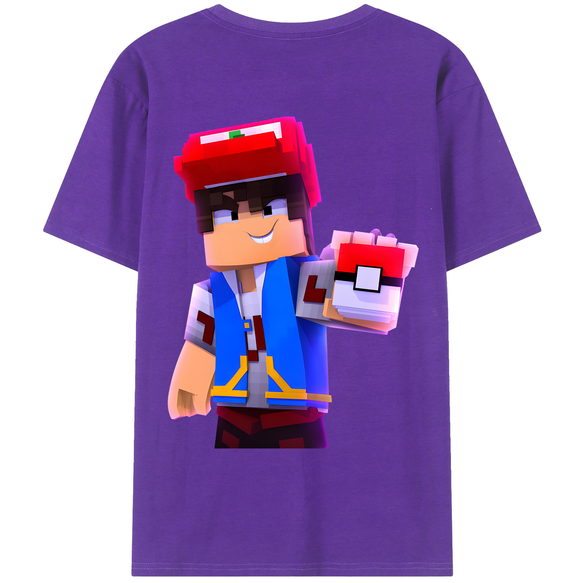 （画像用） マインクラフト ブロックの世界 Minecraft MC Block world 綿100％ メンズ半袖Tシャツ（バックプリント） 通気性