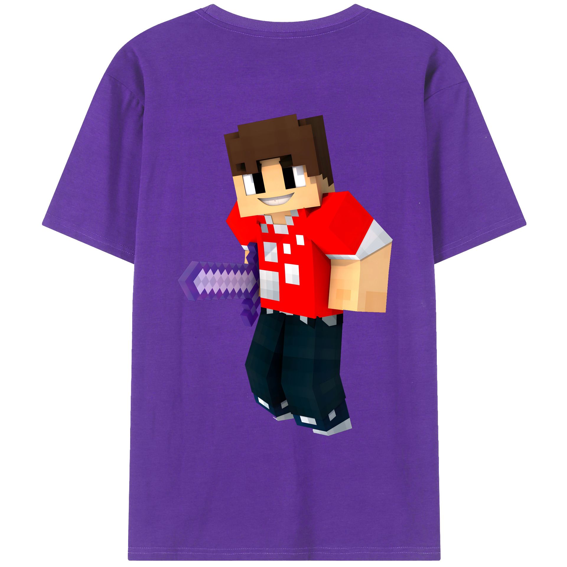 （画像用） マインクラフト ブロックの世界 Minecraft MC Block world 綿100％ メンズ半袖Tシャツ（バックプリント） 通気性