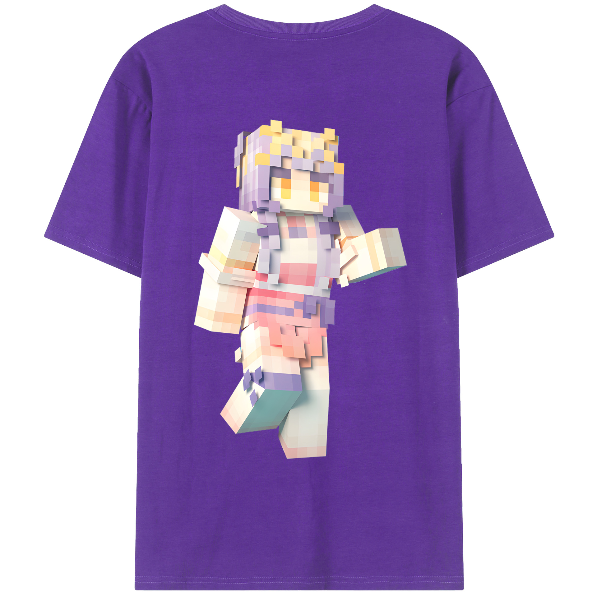 （画像用） マインクラフト ブロックの世界 Minecraft MC Block world 綿100％ メンズ半袖Tシャツ（バックプリント） 通気性
