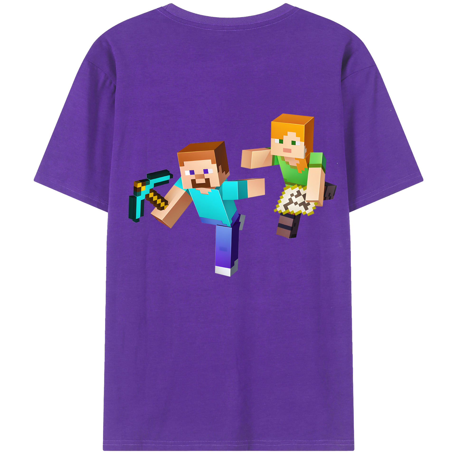 （画像用） マインクラフト ブロックの世界 Minecraft MC Block world 綿100％ メンズ半袖Tシャツ（バックプリント） 通気性
