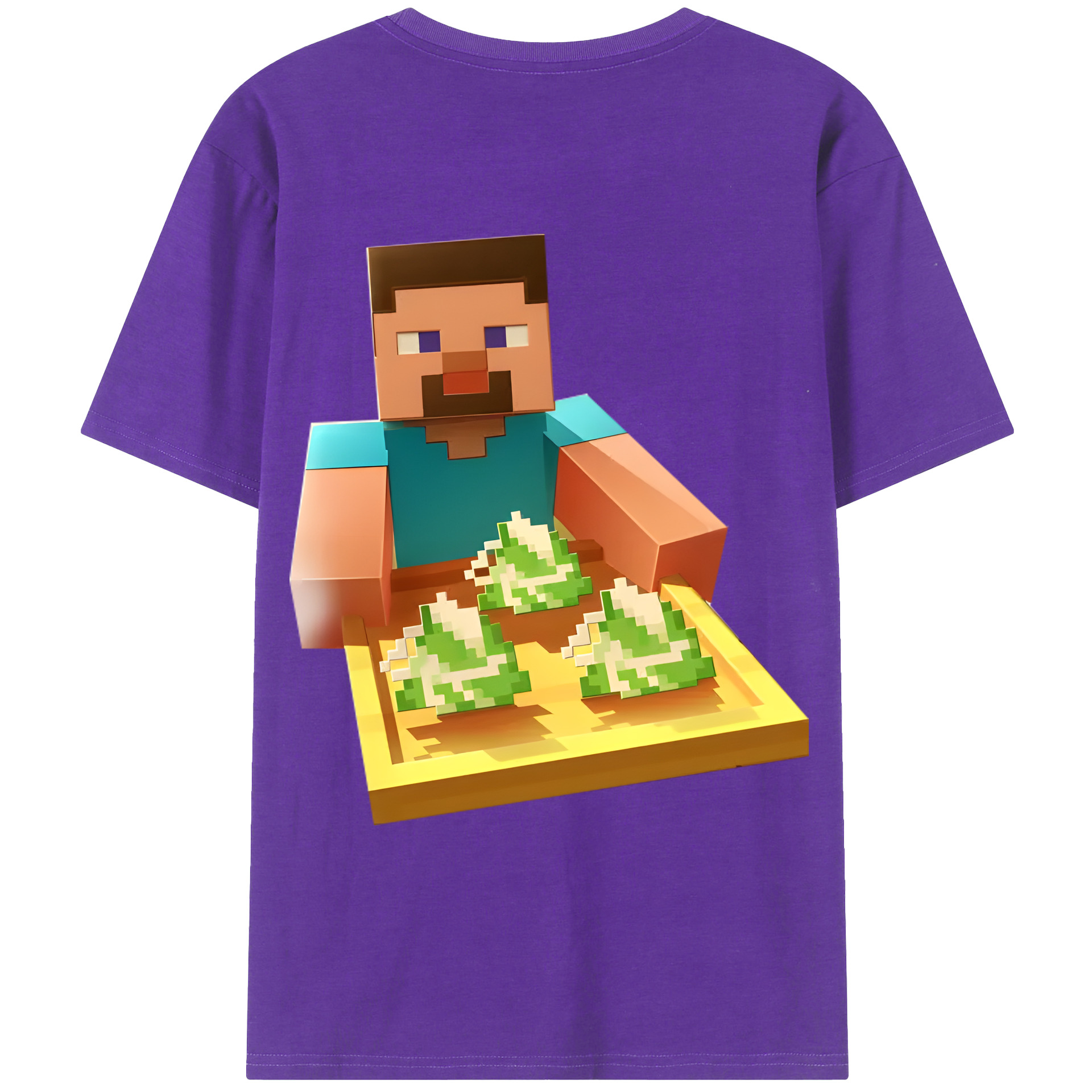 （画像用） マインクラフト ブロックの世界 Minecraft MC Block world 綿100％ メンズ半袖Tシャツ（バックプリント） 通気性