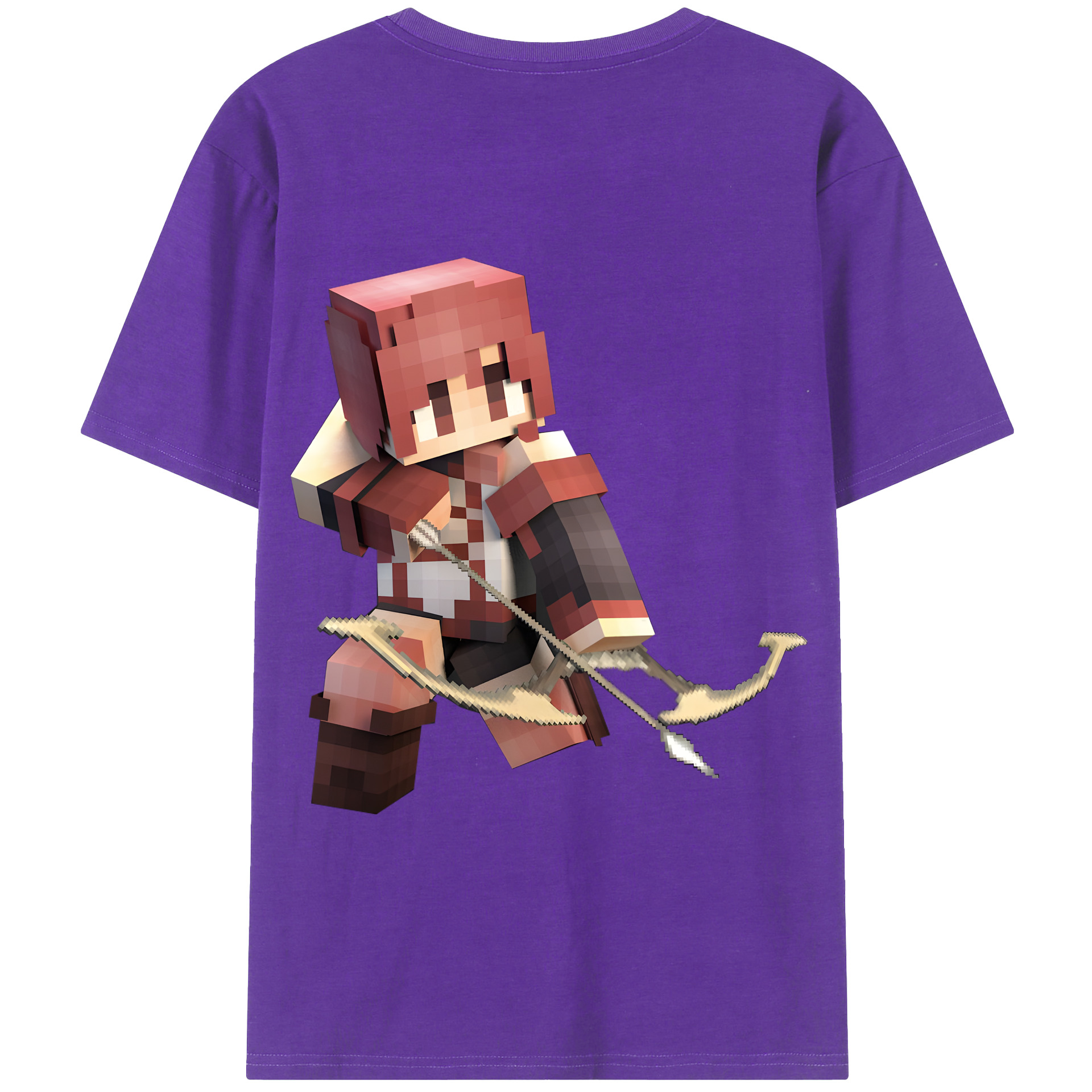 （画像用） マインクラフト ブロックの世界 Minecraft MC Block world 綿100％ メンズ半袖Tシャツ（バックプリント） 通気性
