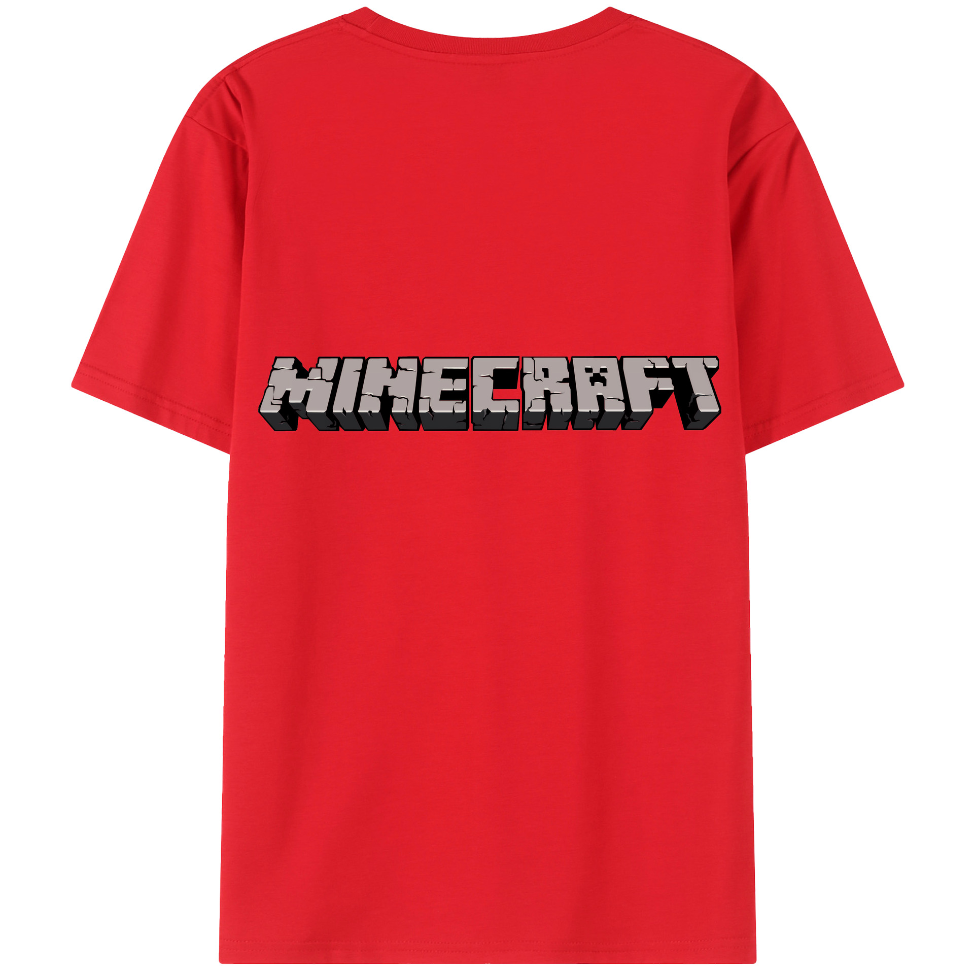 （画像用） マインクラフト ブロックの世界 Minecraft MC Block world 綿100％ メンズ半袖Tシャツ（バックプリント） 通気性