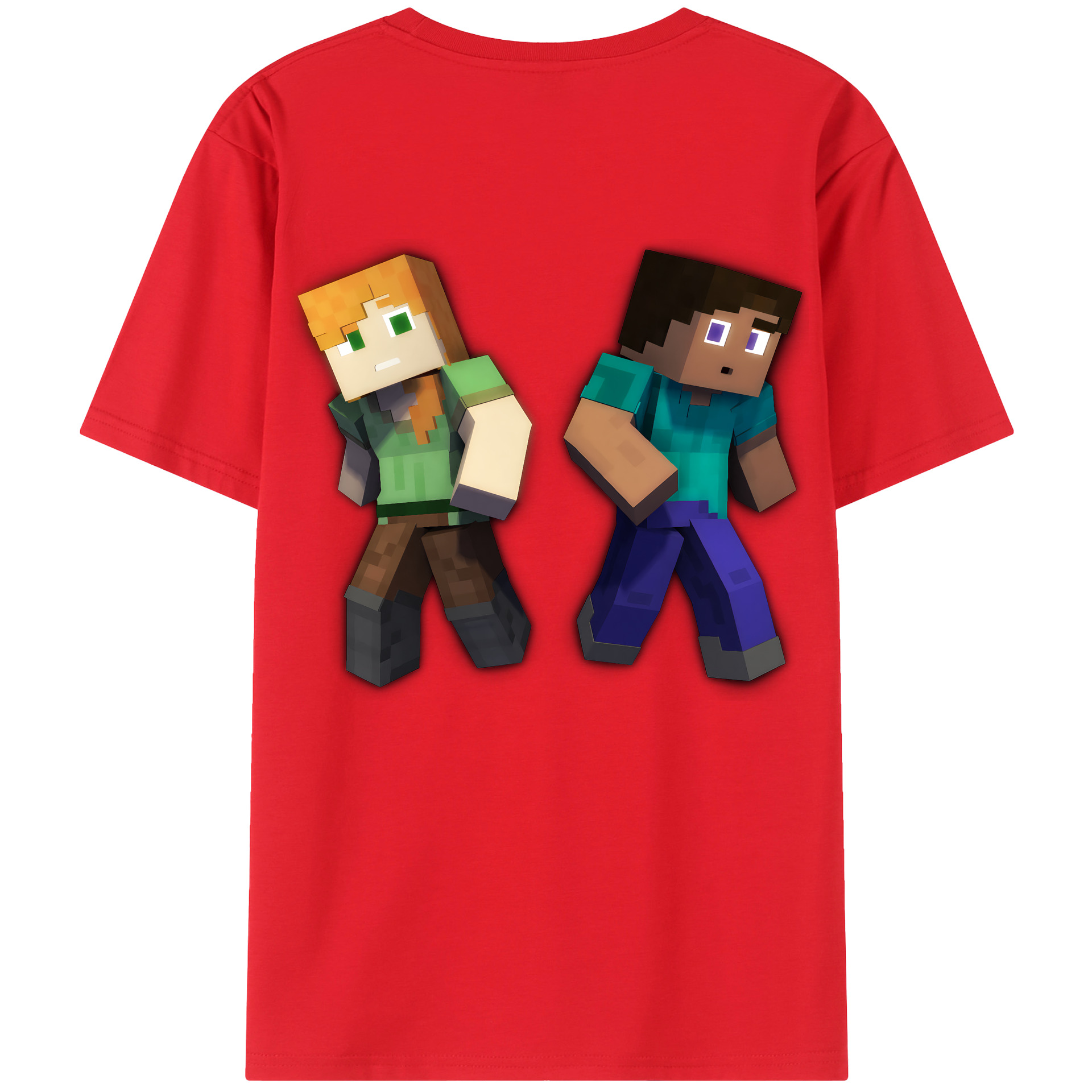 （画像用） マインクラフト ブロックの世界 Minecraft MC Block world 綿100％ メンズ半袖Tシャツ（バックプリント） 通気性