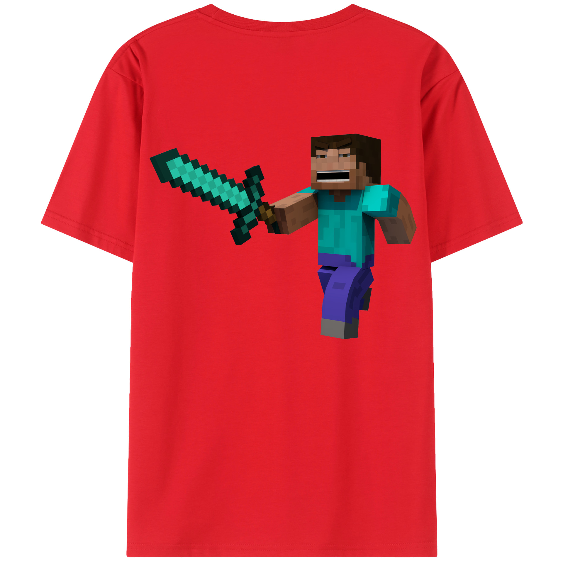 （画像用） マインクラフト ブロックの世界 Minecraft MC Block world 綿100％ メンズ半袖Tシャツ（バックプリント） 通気性