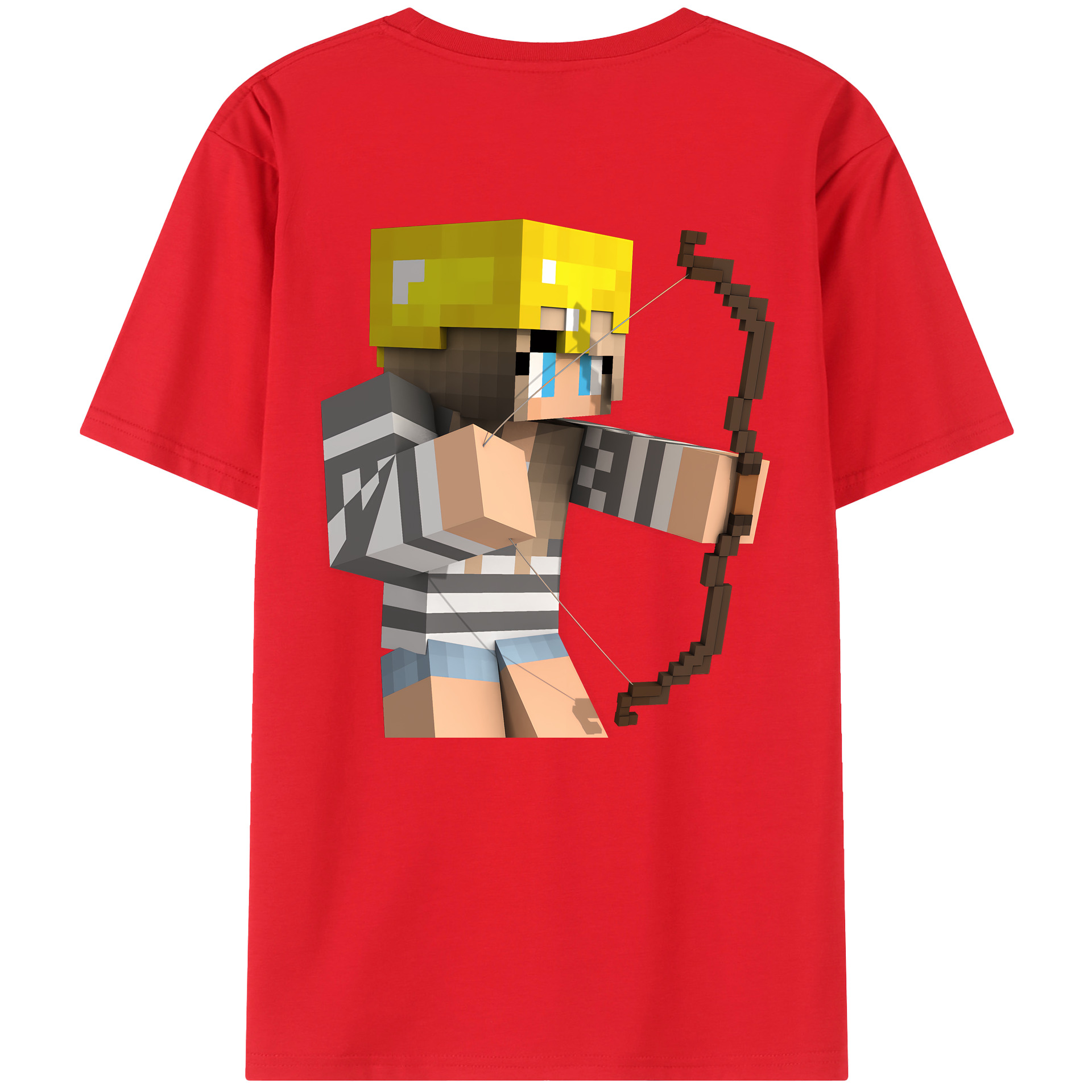 （画像用） マインクラフト ブロックの世界 Minecraft MC Block world 綿100％ メンズ半袖Tシャツ（バックプリント） 通気性