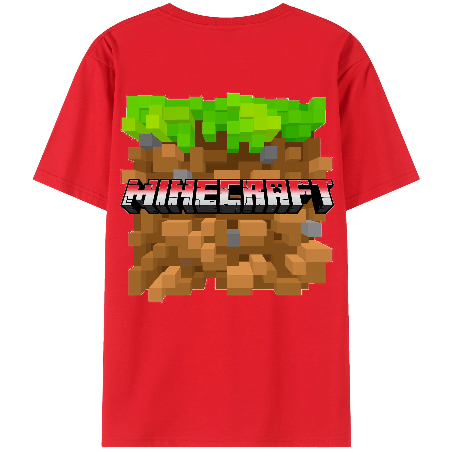 （画像用） マインクラフト ブロックの世界 Minecraft MC Block world 綿100％ メンズ半袖Tシャツ（バックプリント） 通気性