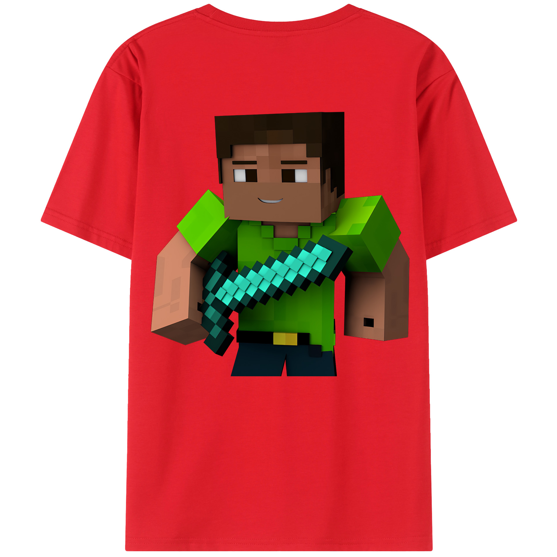 （画像用） マインクラフト ブロックの世界 Minecraft MC Block world 綿100％ メンズ半袖Tシャツ（バックプリント） 通気性