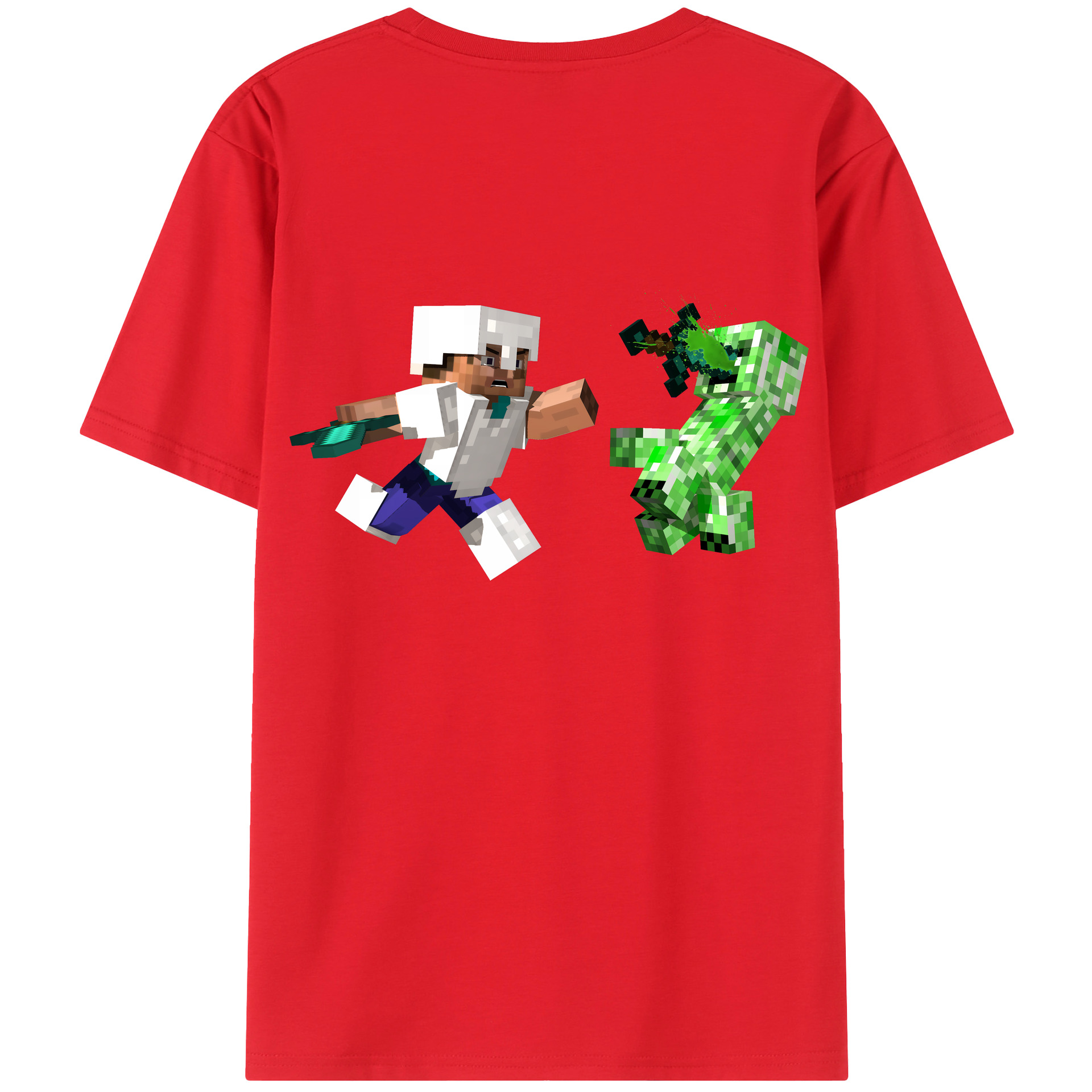 （画像用） マインクラフト ブロックの世界 Minecraft MC Block world 綿100％ メンズ半袖Tシャツ（バックプリント） 通気性