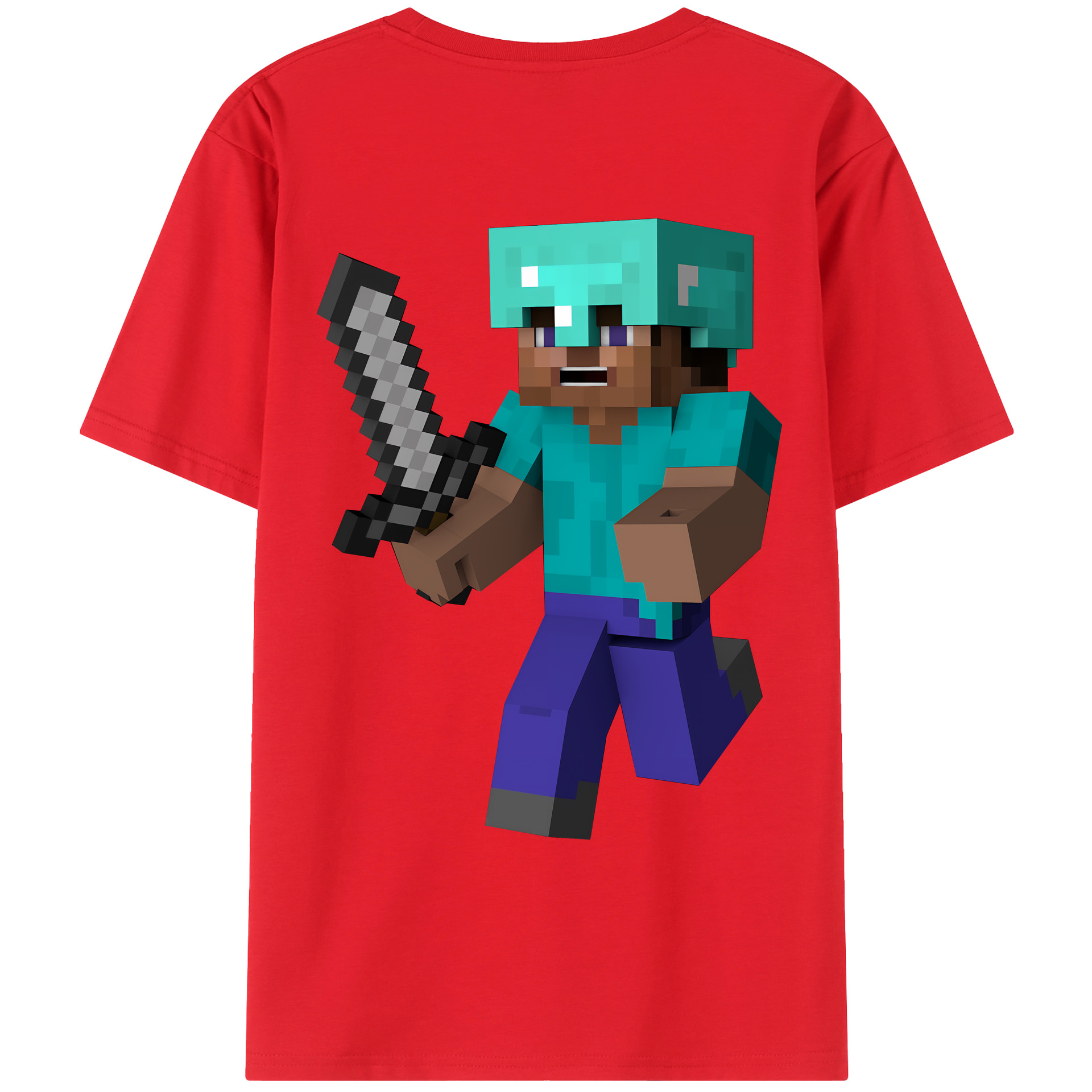 （画像用） マインクラフト ブロックの世界 Minecraft MC Block world 綿100％ メンズ半袖Tシャツ（バックプリント） 通気性