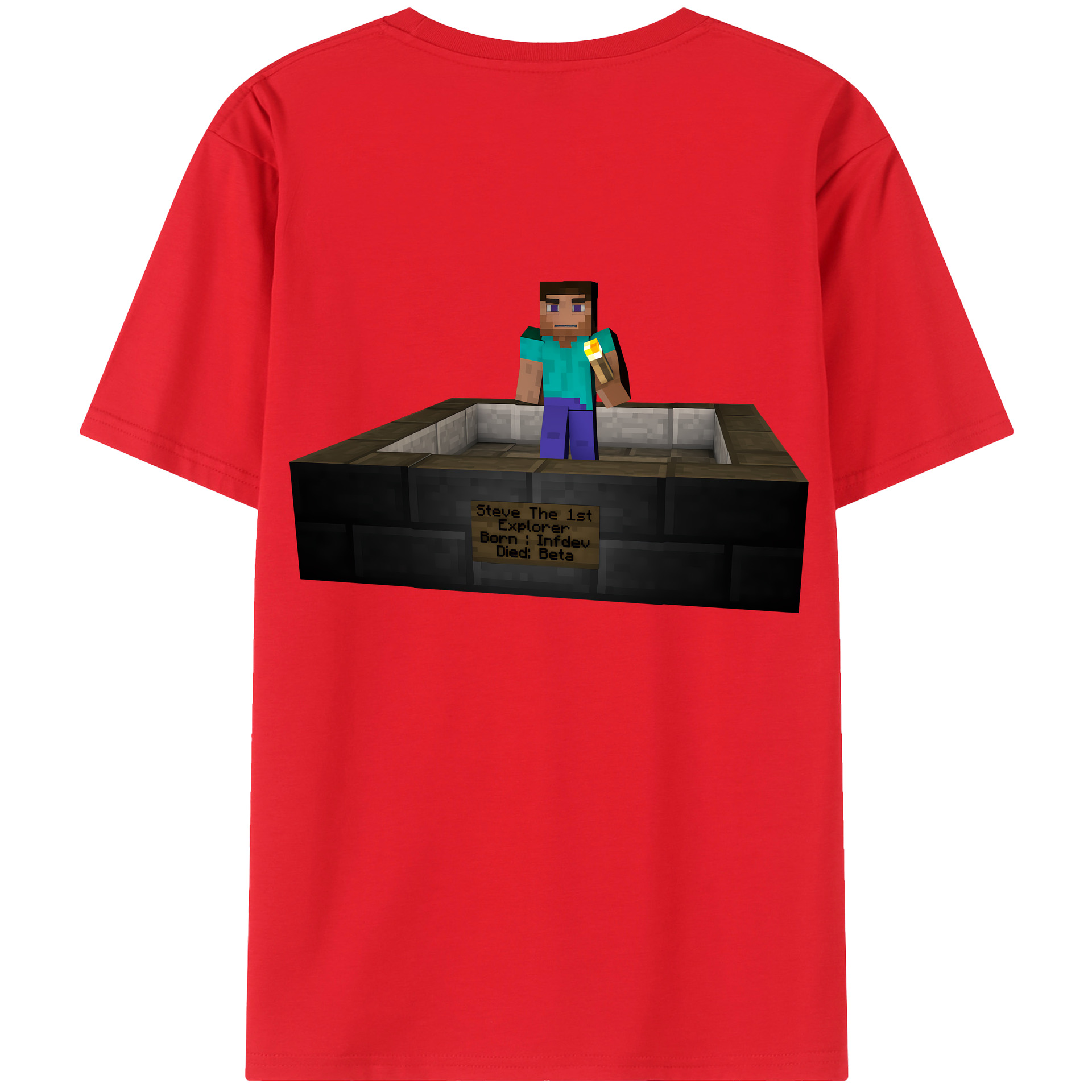 （画像用） マインクラフト ブロックの世界 Minecraft MC Block world 綿100％ メンズ半袖Tシャツ（バックプリント） 通気性