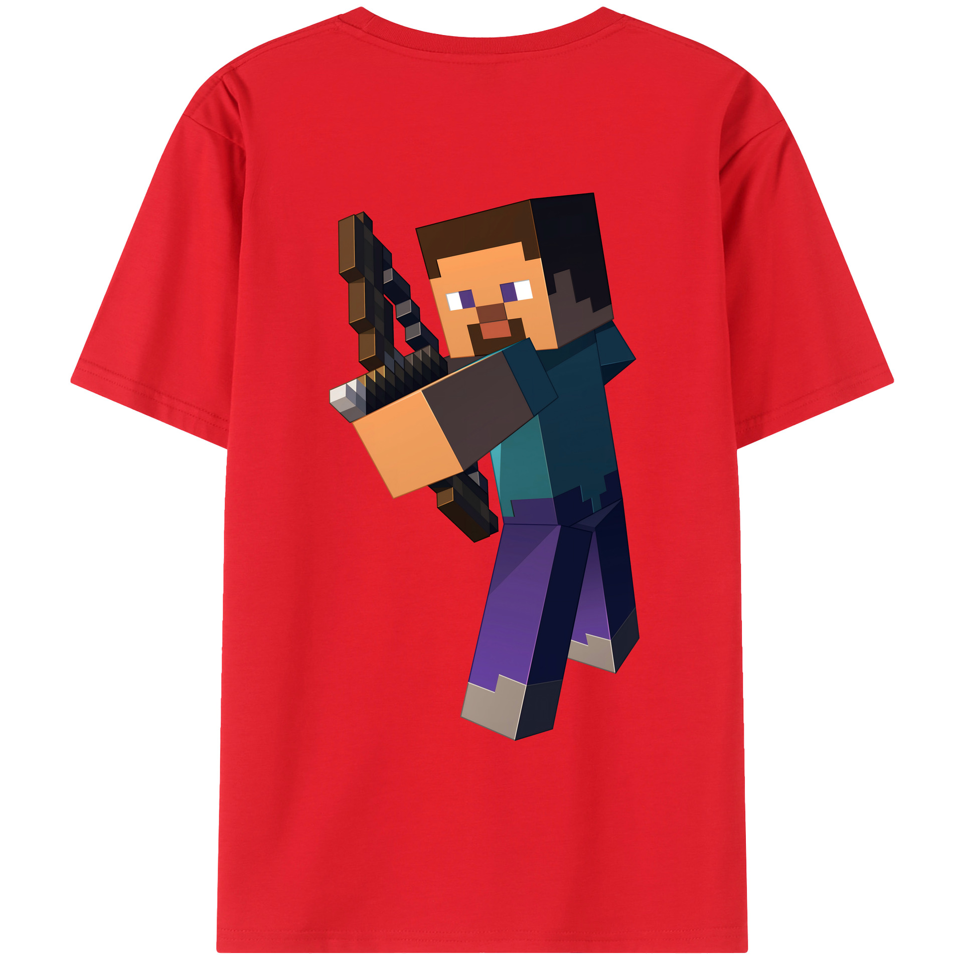 （画像用） マインクラフト ブロックの世界 Minecraft MC Block world 綿100％ メンズ半袖Tシャツ（バックプリント） 通気性
