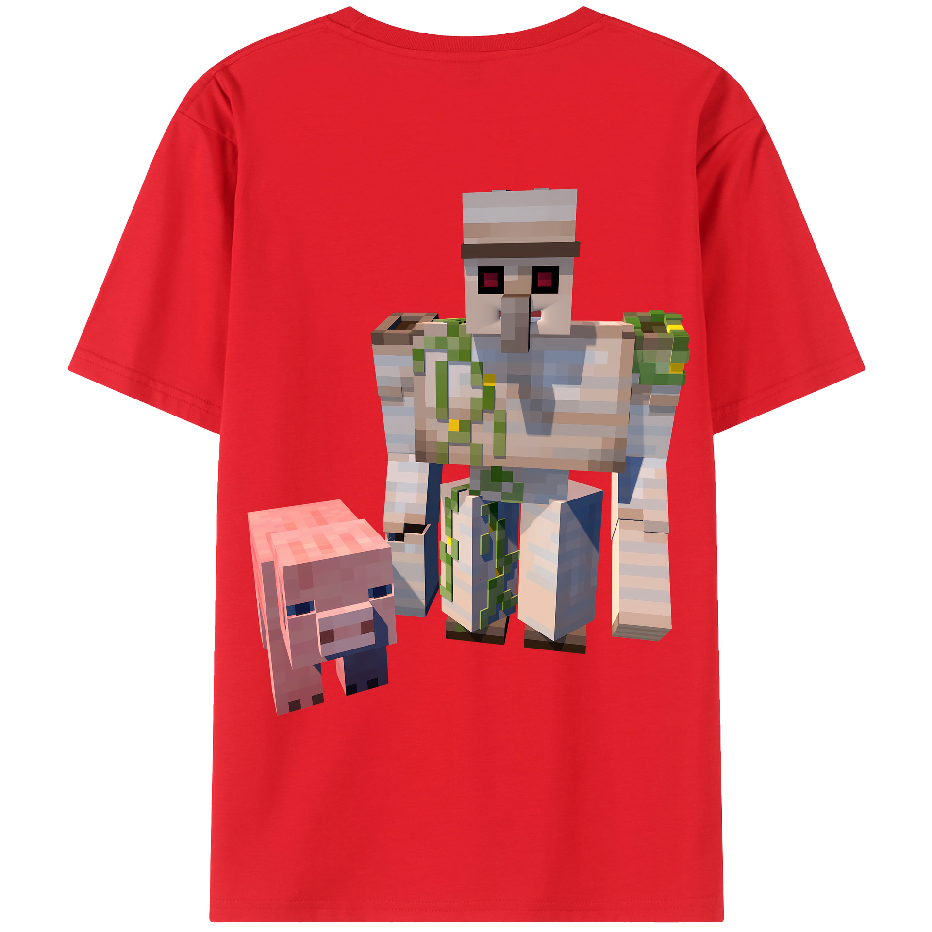 （画像用） マインクラフト ブロックの世界 Minecraft MC Block world 綿100％ メンズ半袖Tシャツ（バックプリント） 通気性
