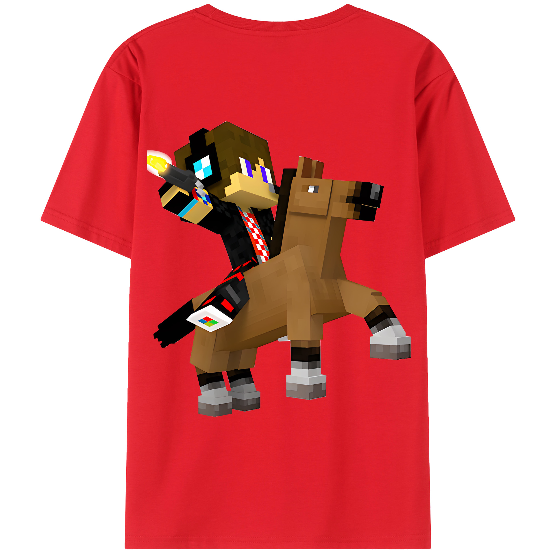 （画像用） マインクラフト ブロックの世界 Minecraft MC Block world 綿100％ メンズ半袖Tシャツ（バックプリント） 通気性