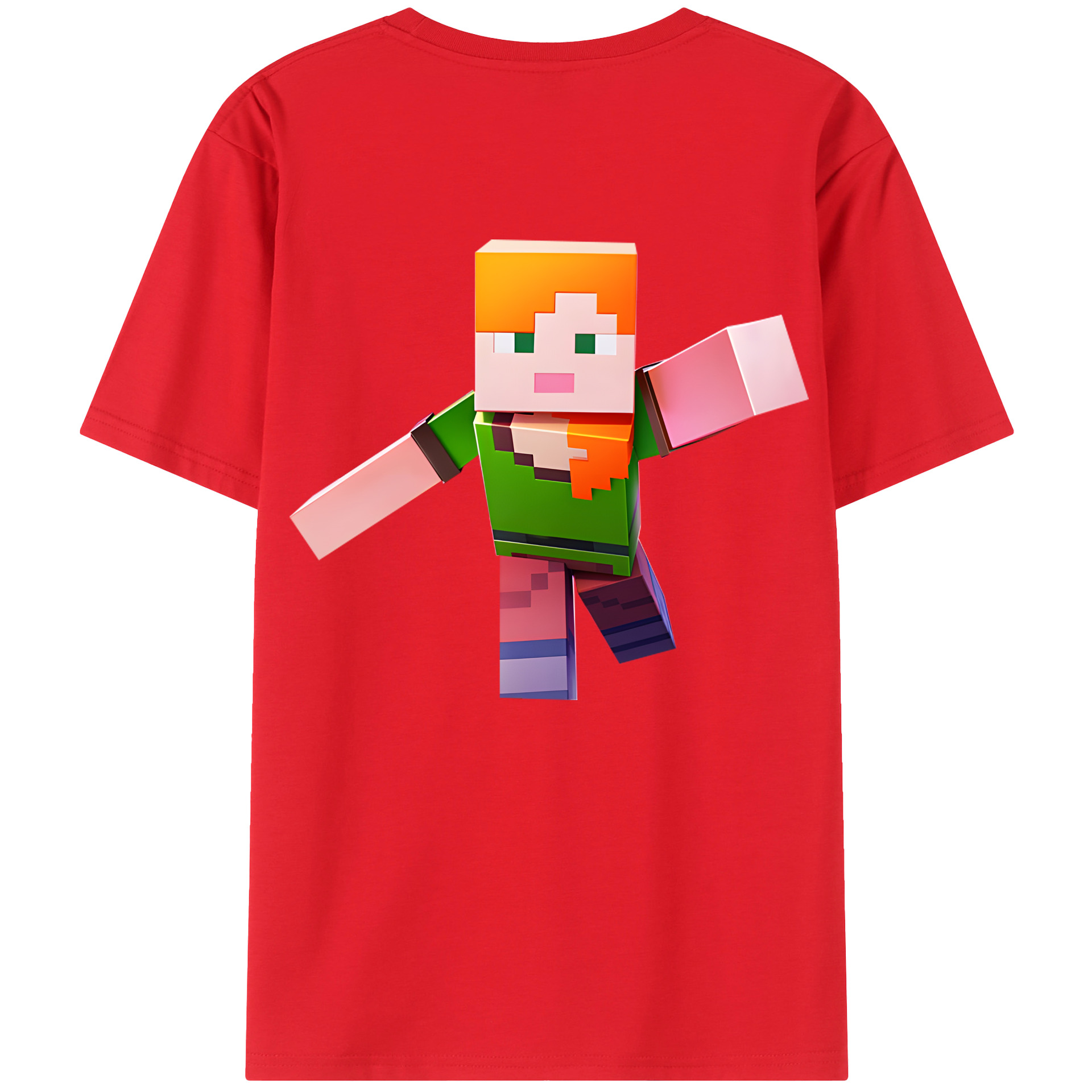 （画像用） マインクラフト ブロックの世界 Minecraft MC Block world 綿100％ メンズ半袖Tシャツ（バックプリント） 通気性