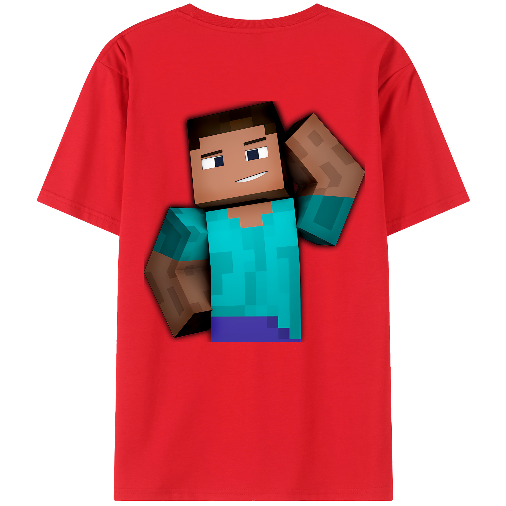 （画像用） マインクラフト ブロックの世界 Minecraft MC Block world 綿100％ メンズ半袖Tシャツ（バックプリント） 通気性