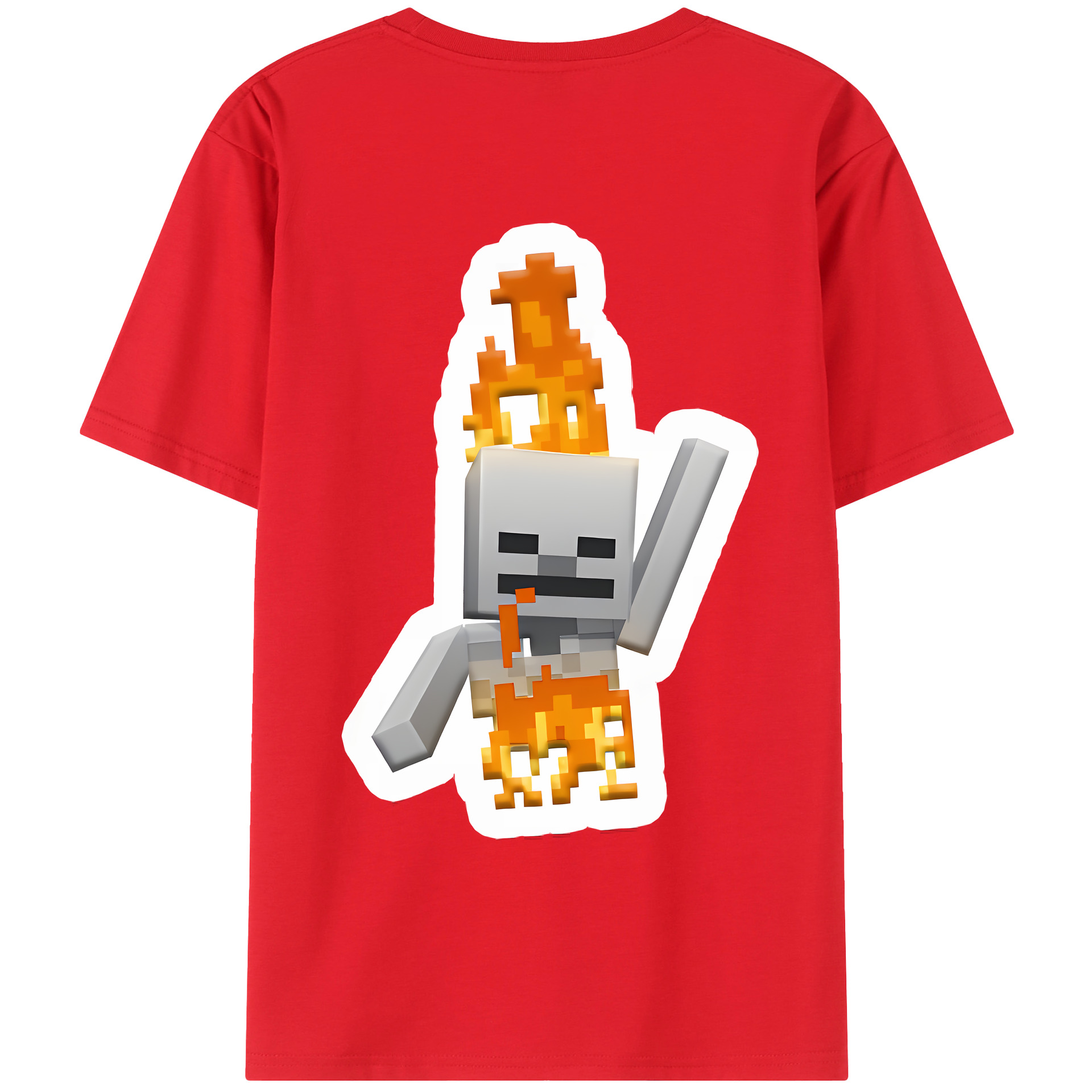 （画像用） マインクラフト ブロックの世界 Minecraft MC Block world 綿100％ メンズ半袖Tシャツ（バックプリント） 通気性