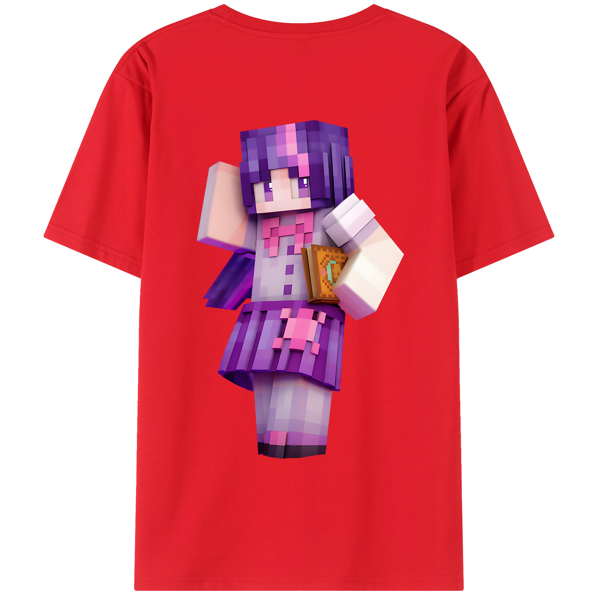（画像用） マインクラフト ブロックの世界 Minecraft MC Block world 綿100％ メンズ半袖Tシャツ（バックプリント） 通気性