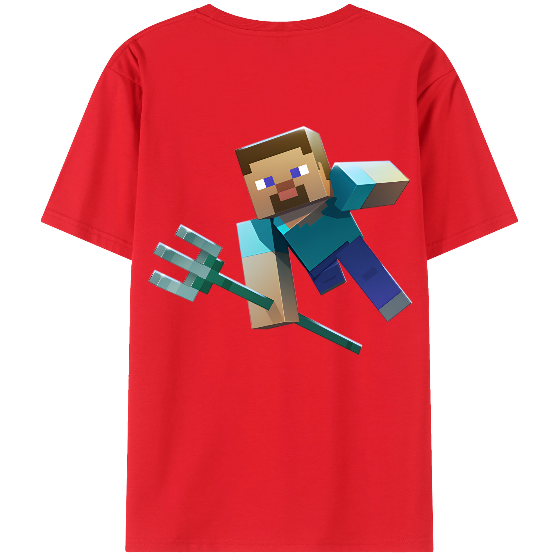 （画像用） マインクラフト ブロックの世界 Minecraft MC Block world 綿100％ メンズ半袖Tシャツ（バックプリント） 通気性