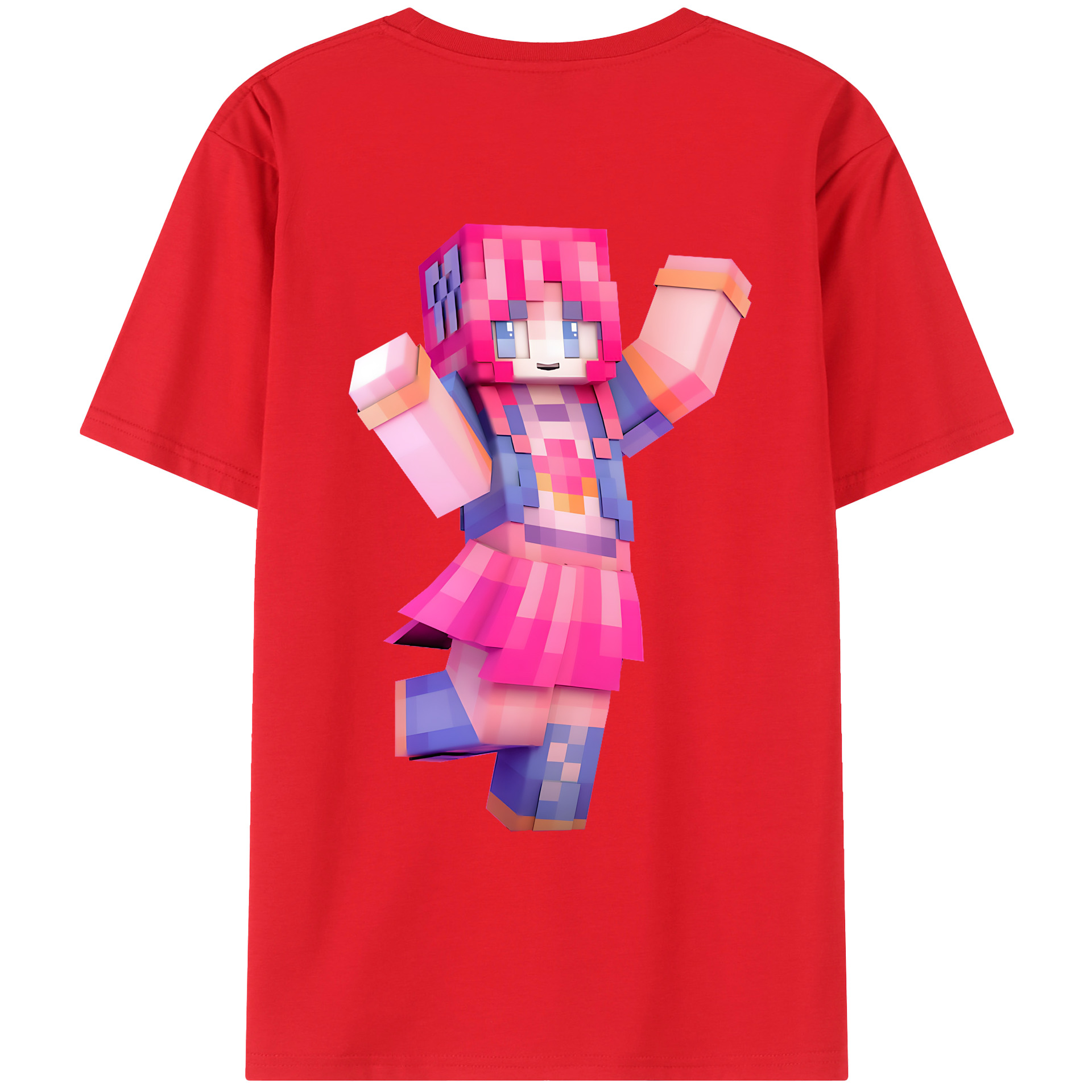 （画像用） マインクラフト ブロックの世界 Minecraft MC Block world 綿100％ メンズ半袖Tシャツ（バックプリント） 通気性