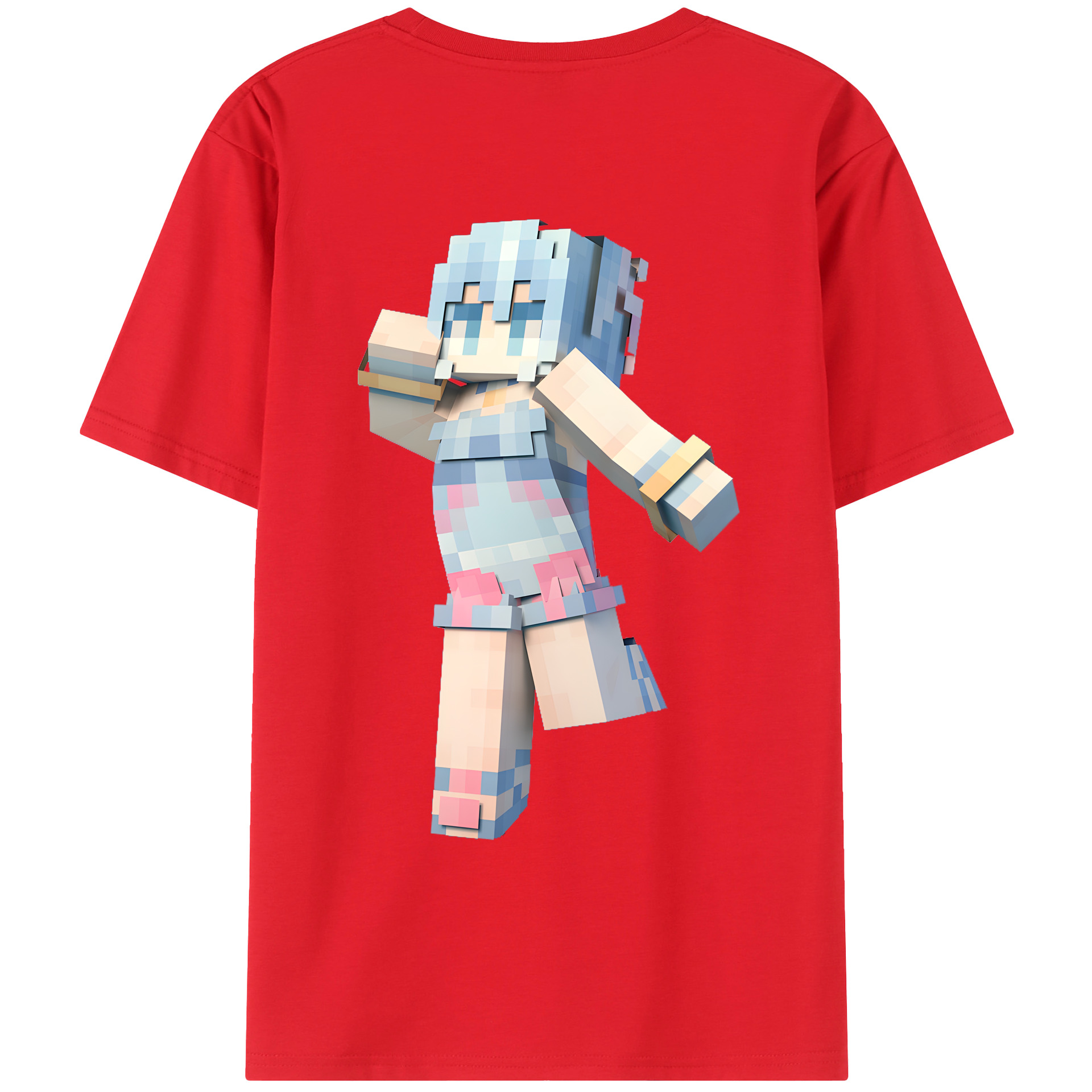 （画像用） マインクラフト ブロックの世界 Minecraft MC Block world 綿100％ メンズ半袖Tシャツ（バックプリント） 通気性