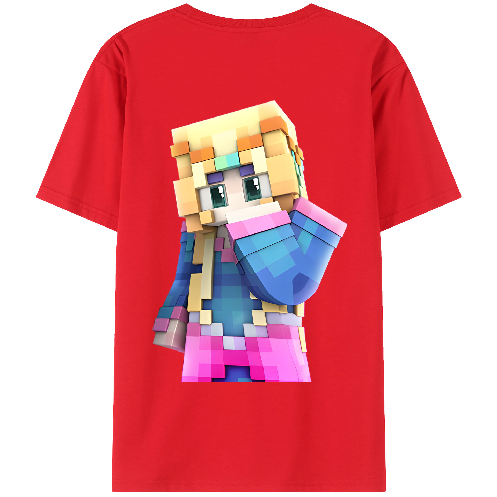 （画像用） マインクラフト ブロックの世界 Minecraft MC Block world 綿100％ メンズ半袖Tシャツ（バックプリント） 通気性