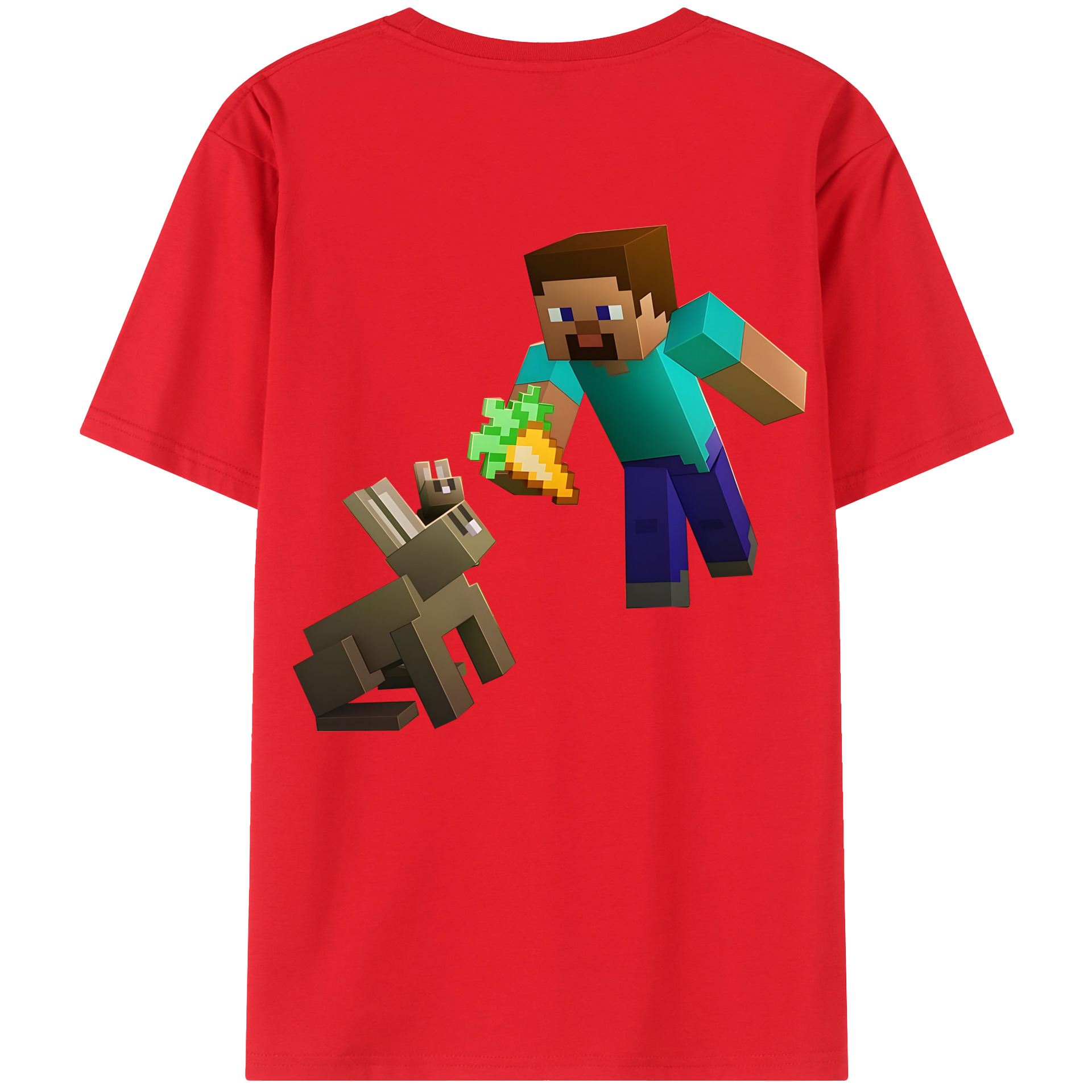 （画像用） マインクラフト ブロックの世界 Minecraft MC Block world 綿100％ メンズ半袖Tシャツ（バックプリント） 通気性